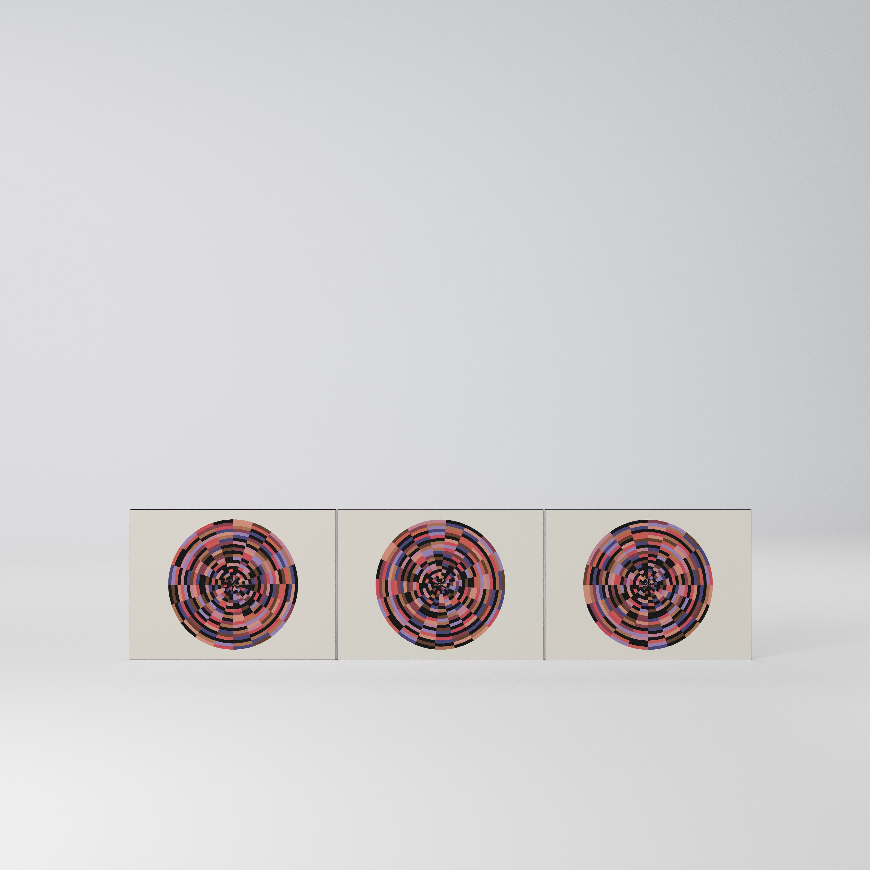 BROWN CIRCLES Komplet 3 frontów do szafki RTV 3-drzwiowej