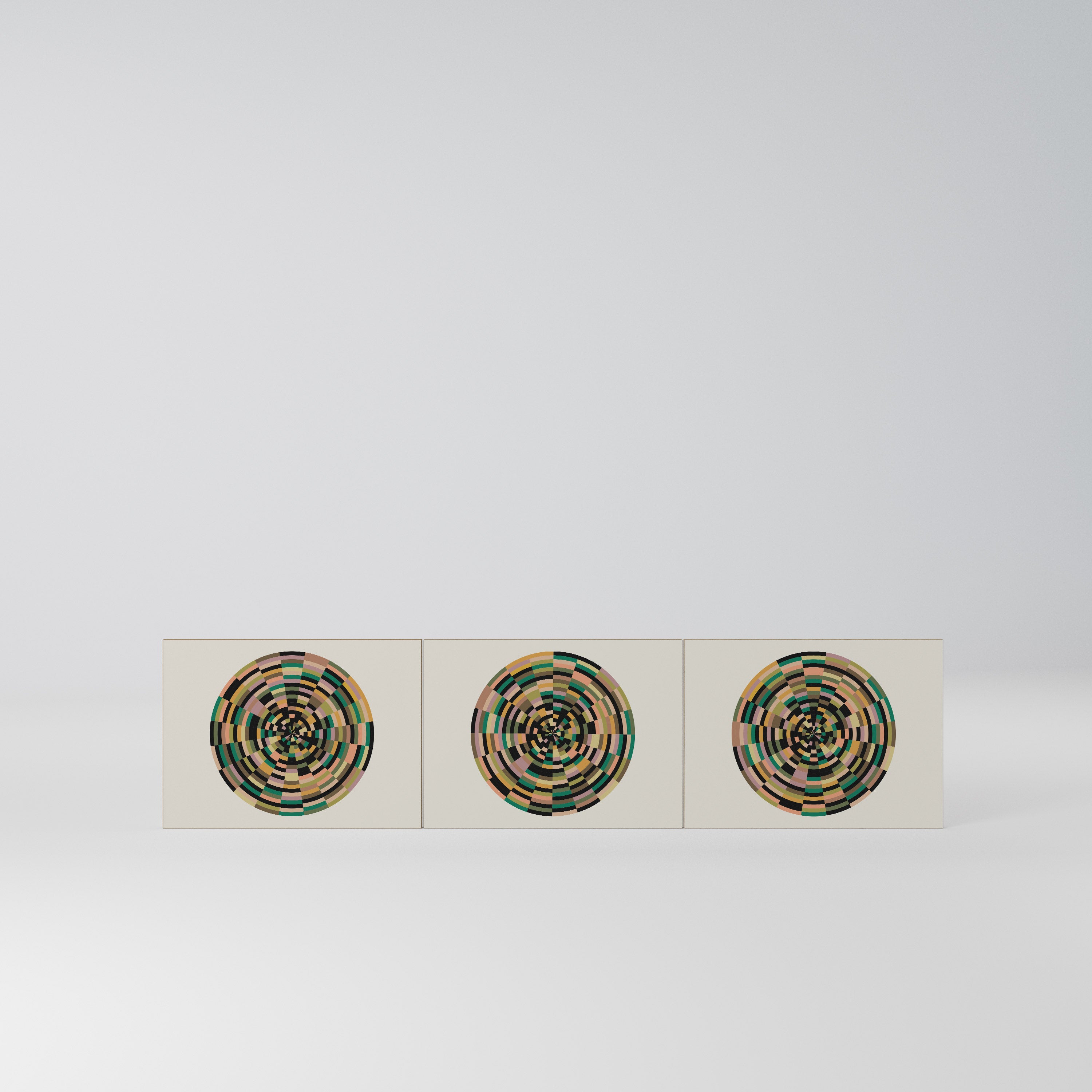 GREEN CIRCLES Komplet 3 frontów do szafki RTV 3-drzwiowej