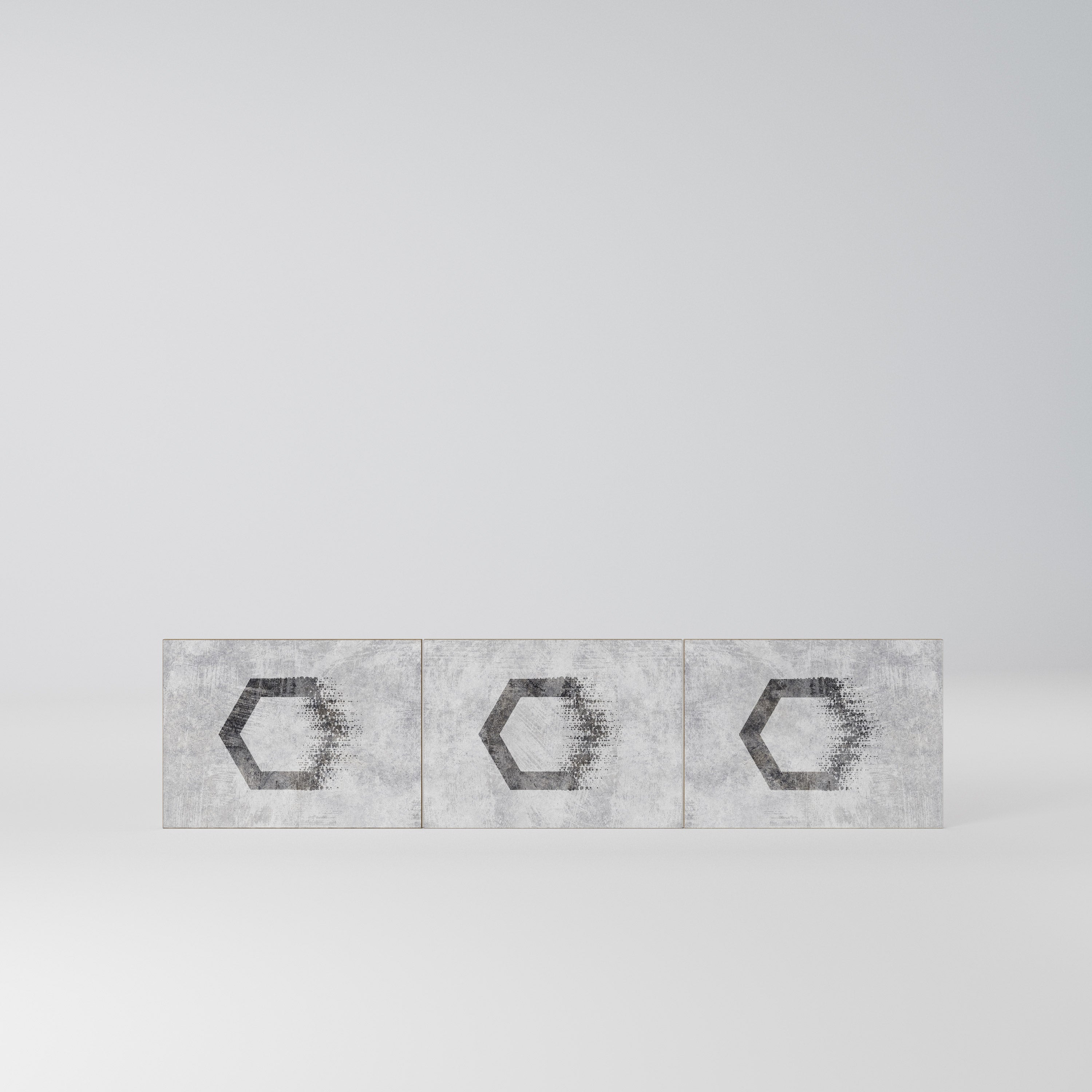 HEXAGONAL FIGURES Komplet 3 frontów do szafki RTV 3-drzwiowej