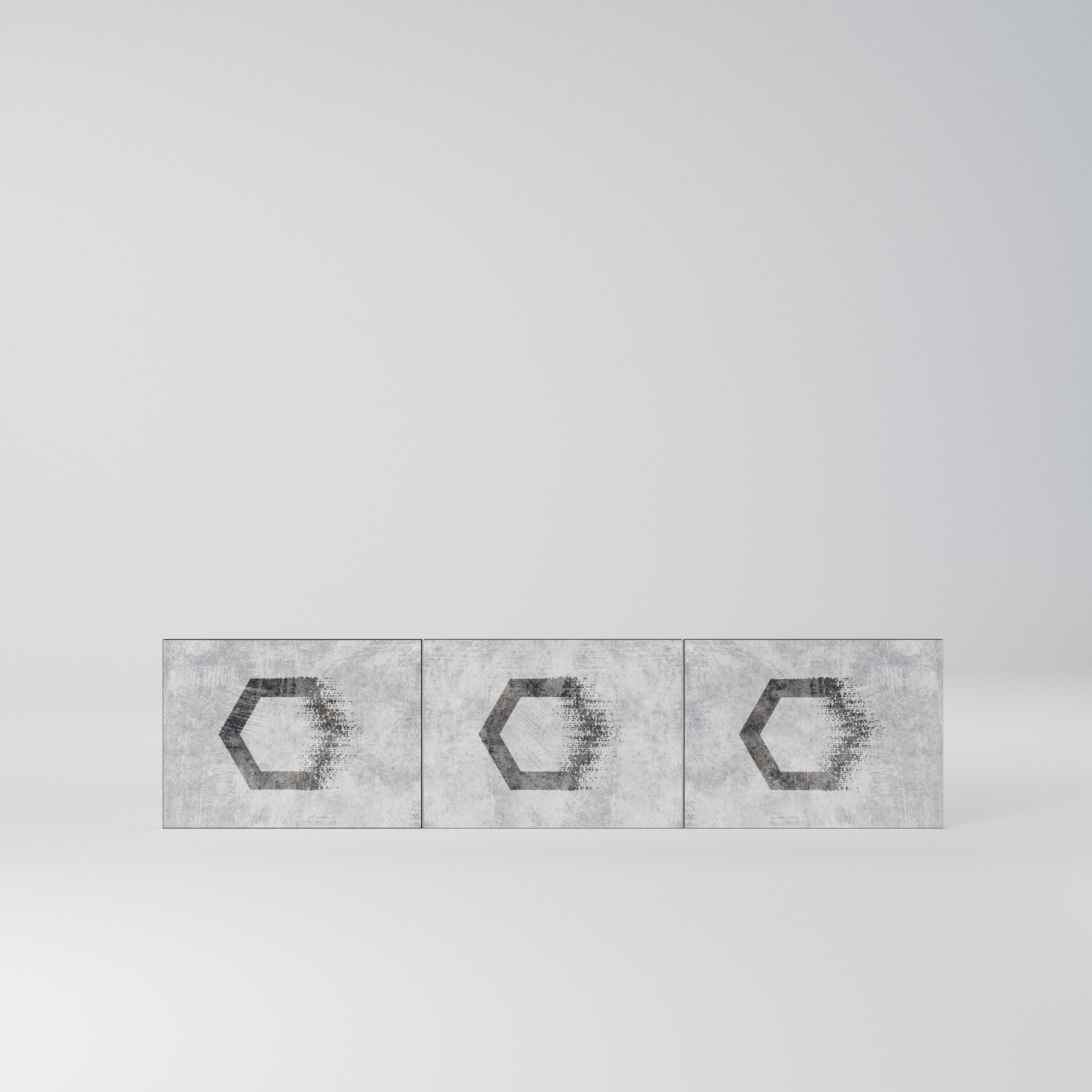 HEXAGONAL FIGURES Komplet 3 frontów do szafki RTV 3-drzwiowej