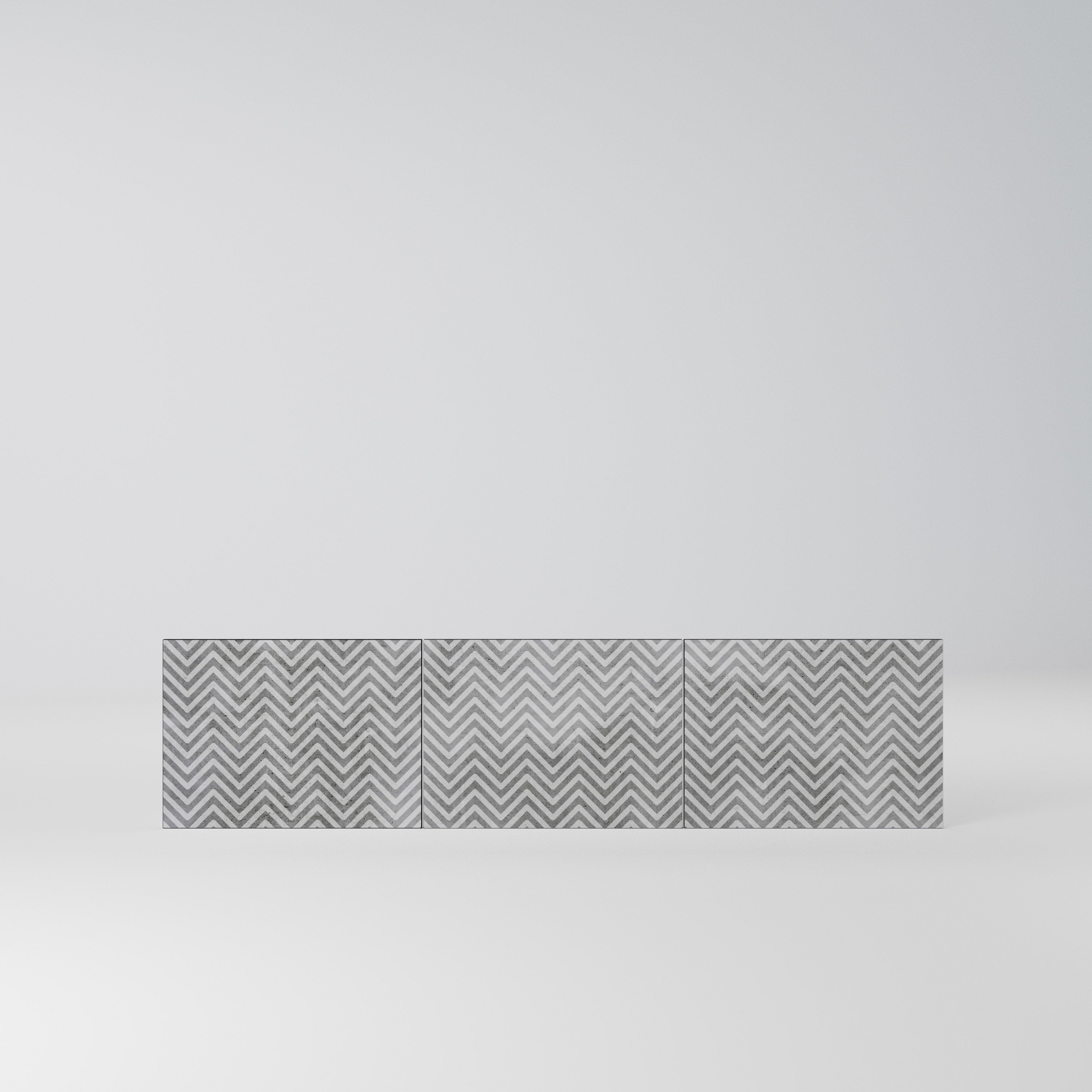 CONCRETE ZIG ZAG Komplet 3 frontów do szafki RTV 3-drzwiowej