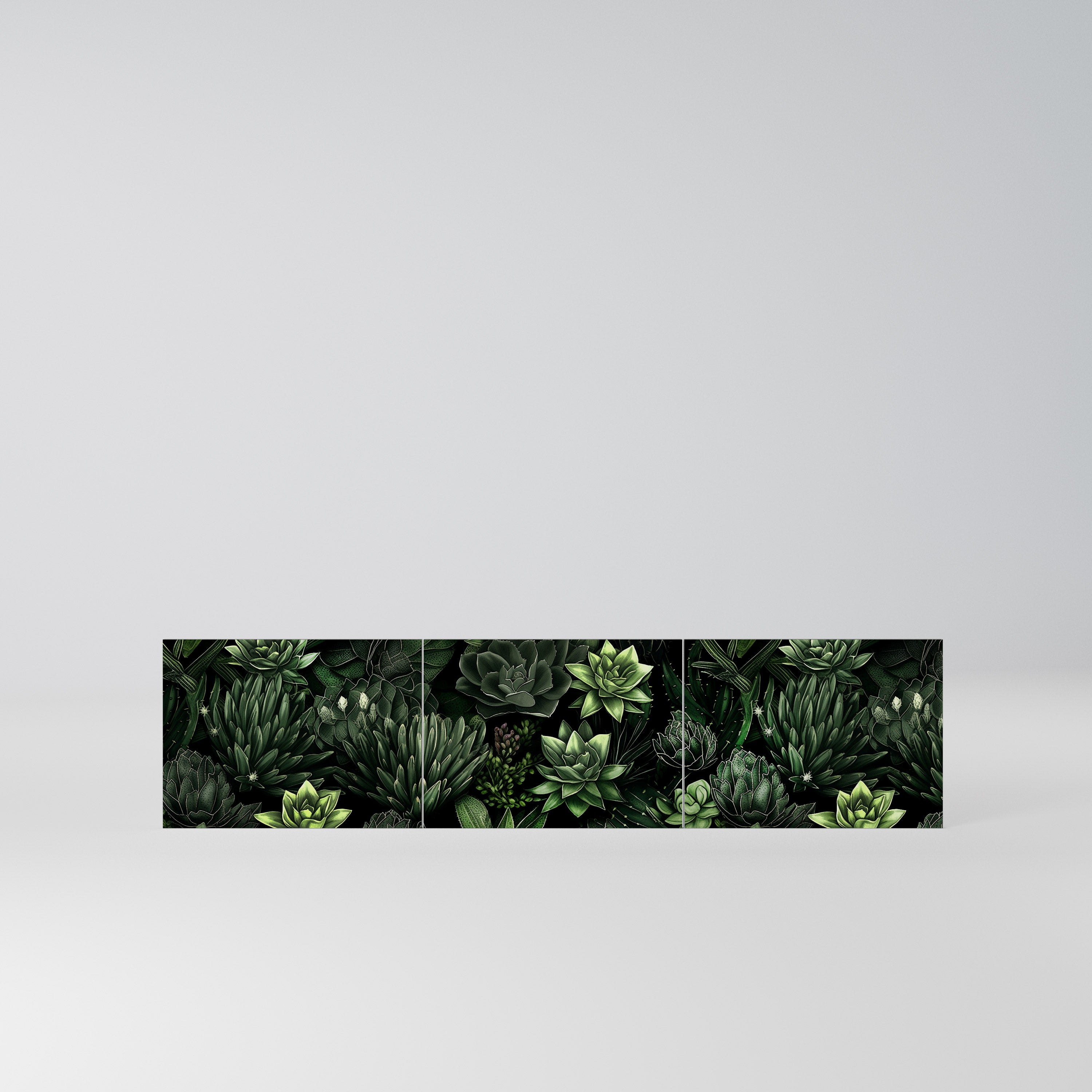 SUCCULENT JUNGLE Komplet 3 frontów do szafki RTV 3-drzwiowej