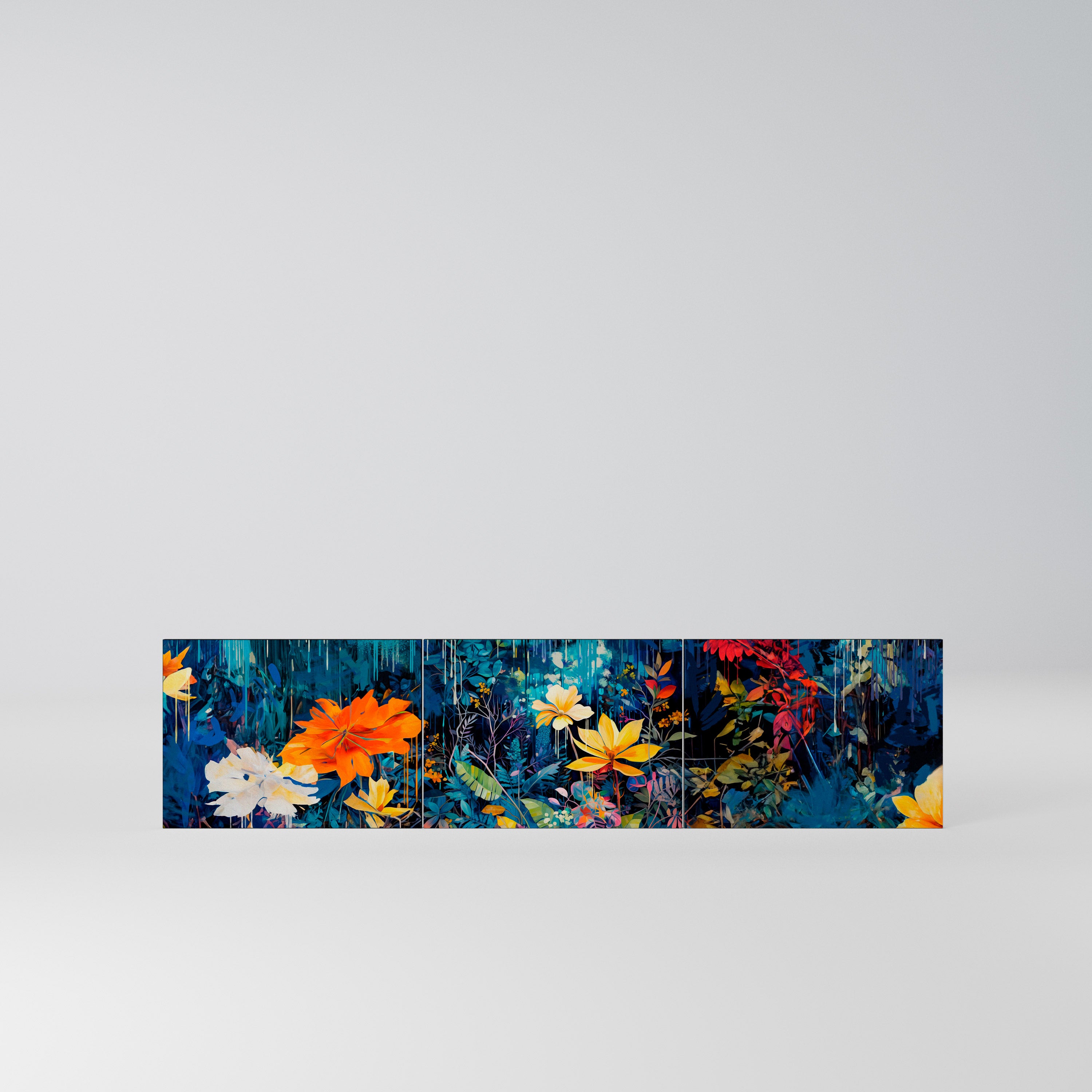 MIDNIGHT BLOSSOM Komplet 3 frontów do szafki RTV 3-drzwiowej