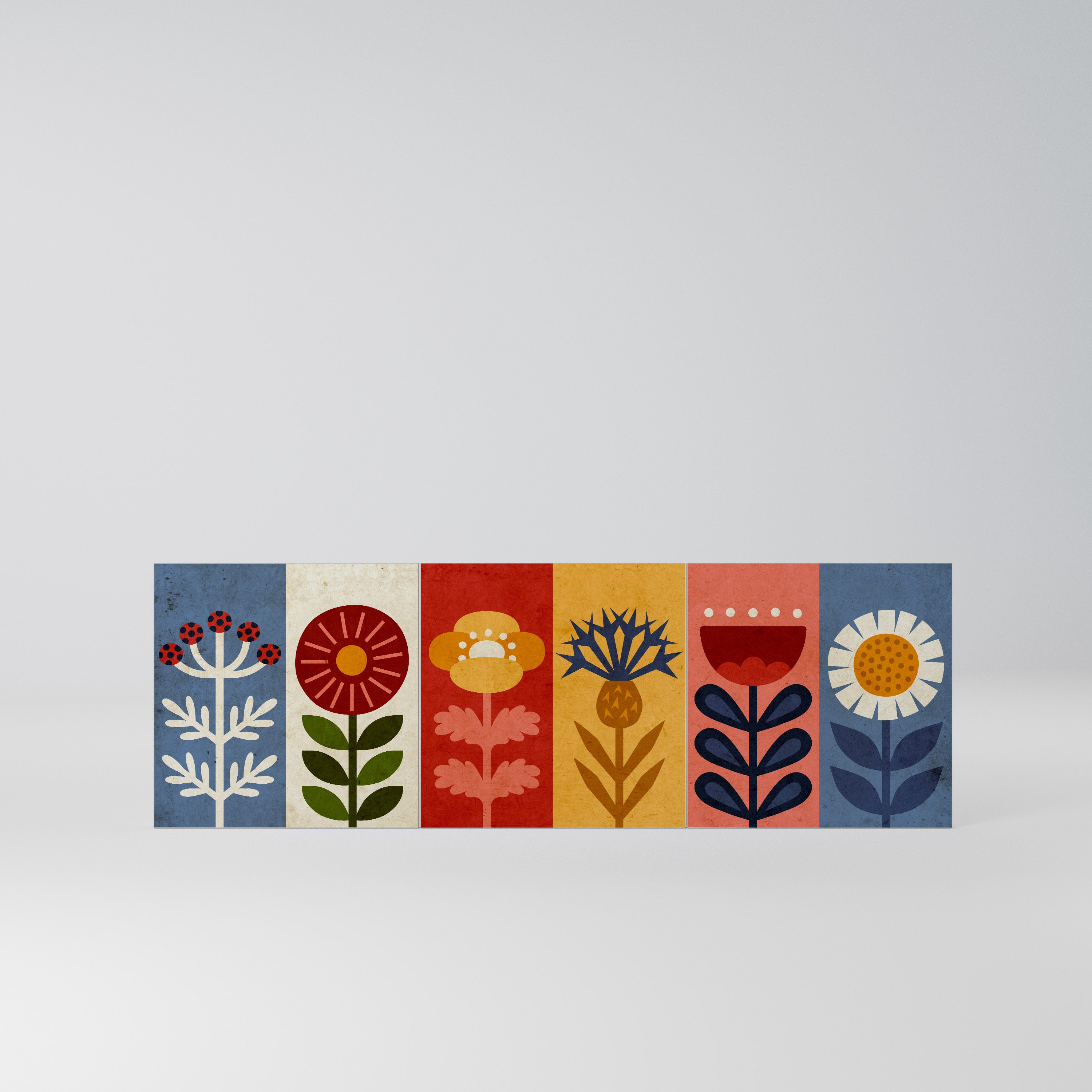 SCANDIC FLOWERET Komplet 3 frontów do komody 3-drzwiowej