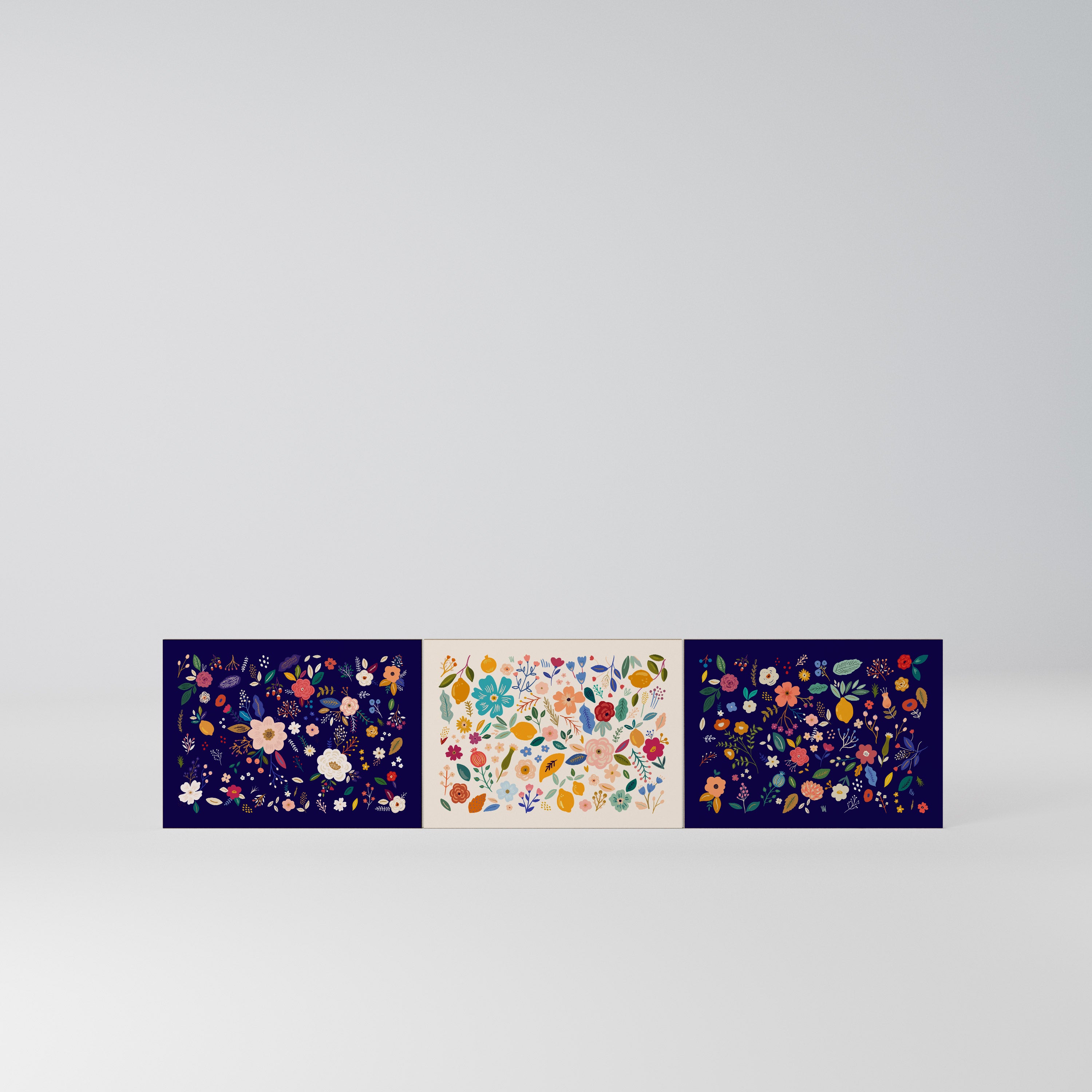 FLORAL COMBINATION Komplet 3 frontów do szafki RTV 3-drzwiowej