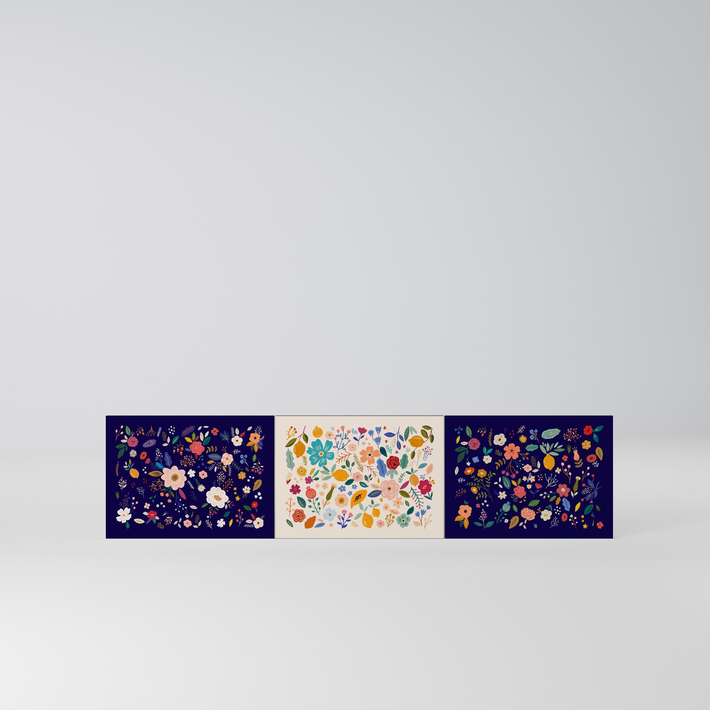 FLORAL COMBINATION Komplet 3 frontów do szafki RTV 3-drzwiowej