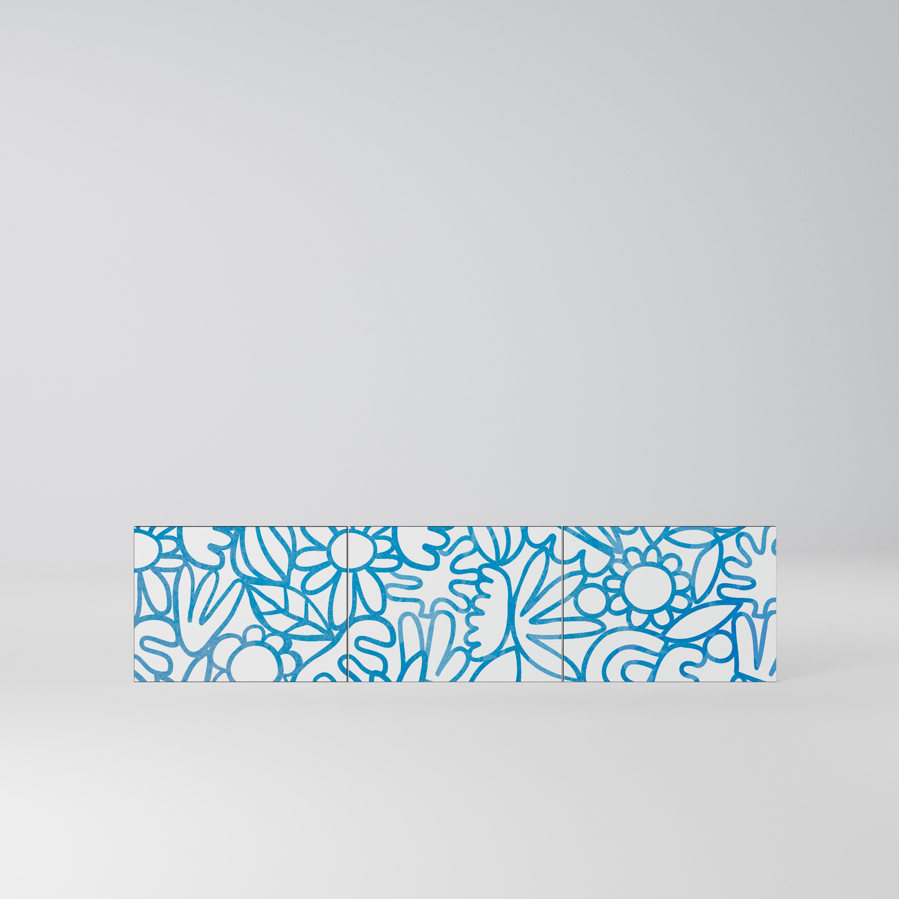 BLOOMY MORNING Komplet 3 frontów do szafki RTV 3-drzwiowej