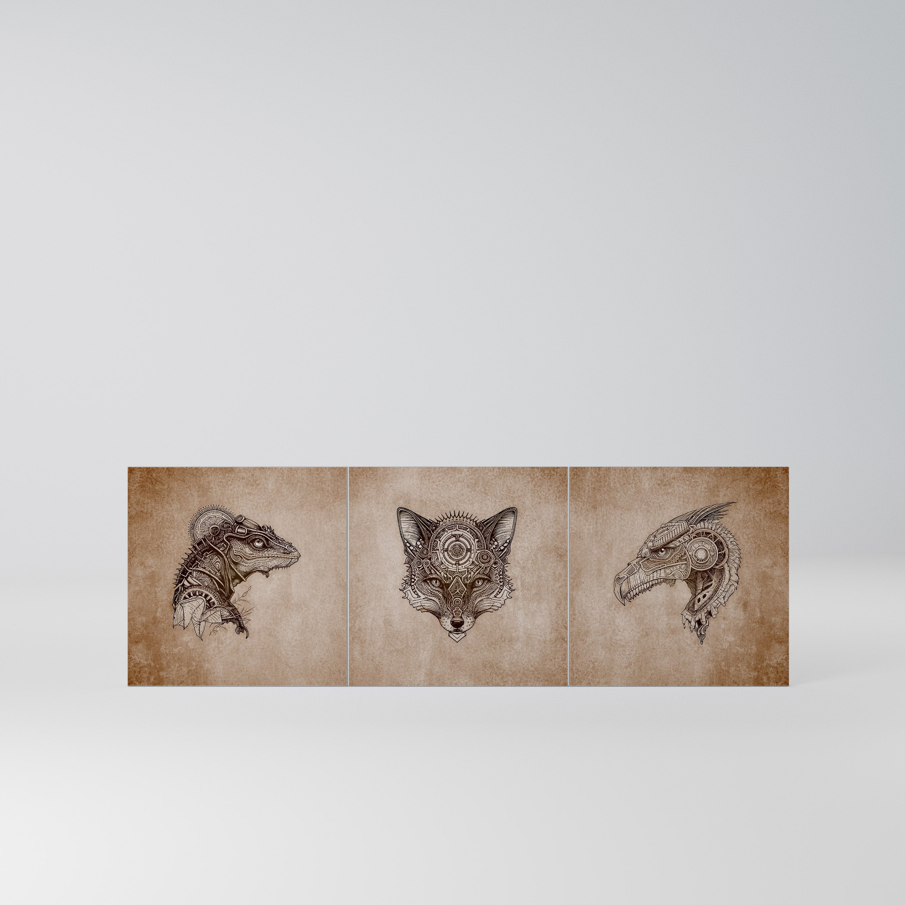 STEAMPUNK CLAN Komplet 3 frontów do komody 3-drzwiowej