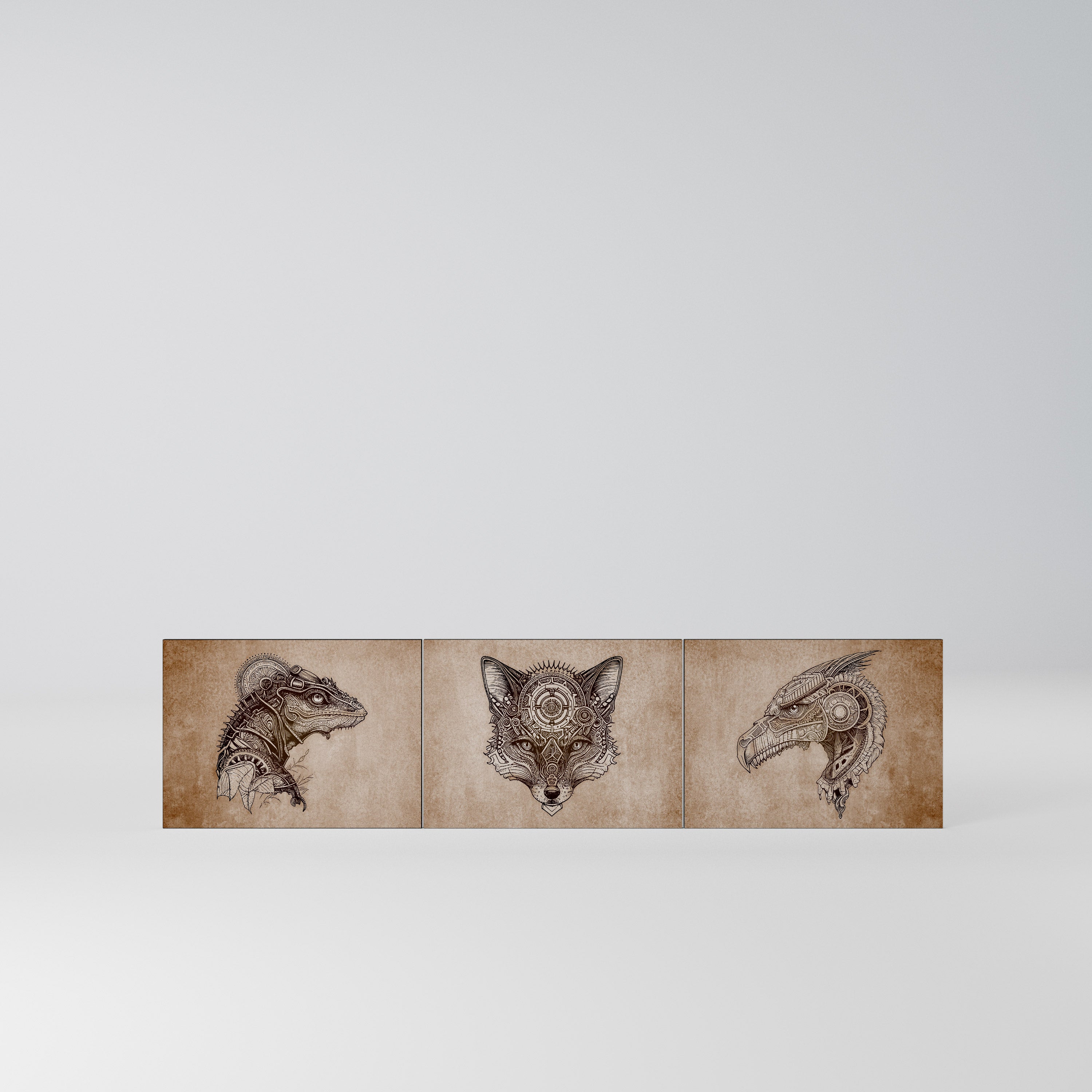 STEAMPUNK CLAN Komplet 3 frontów do szafki RTV 3-drzwiowej