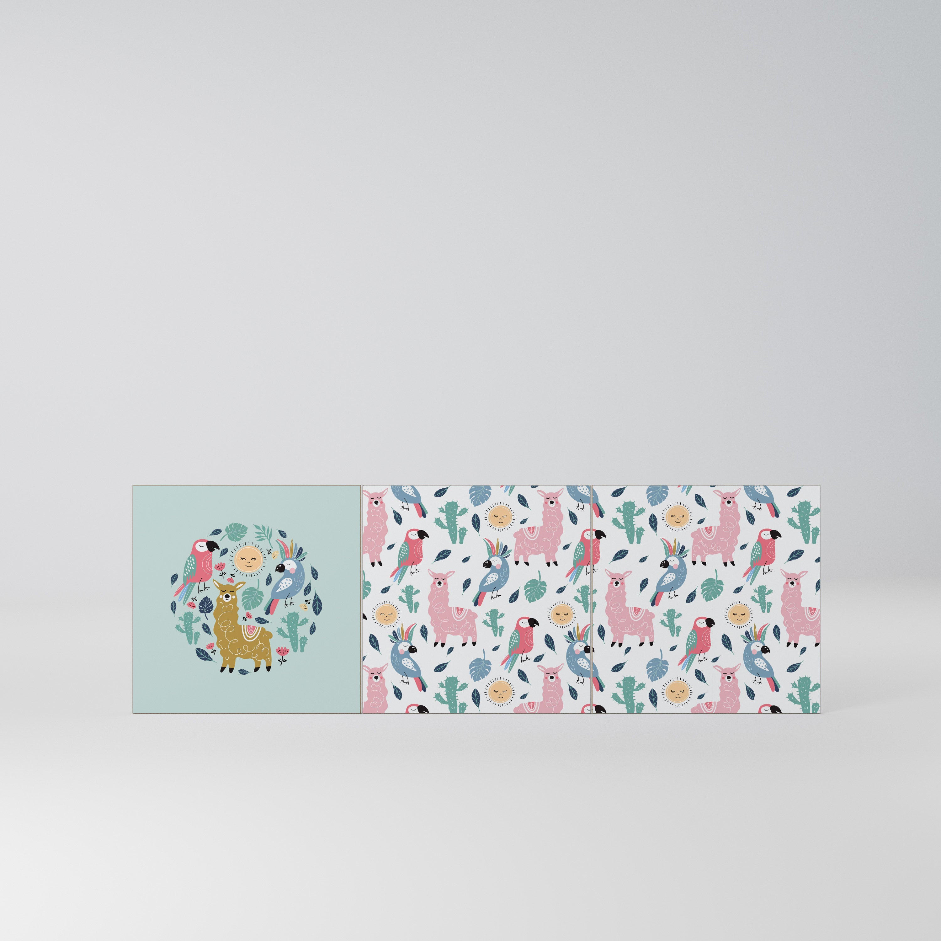 COLORFUL ALPACAS Komplet 3 frontów do komody 3-drzwiowej