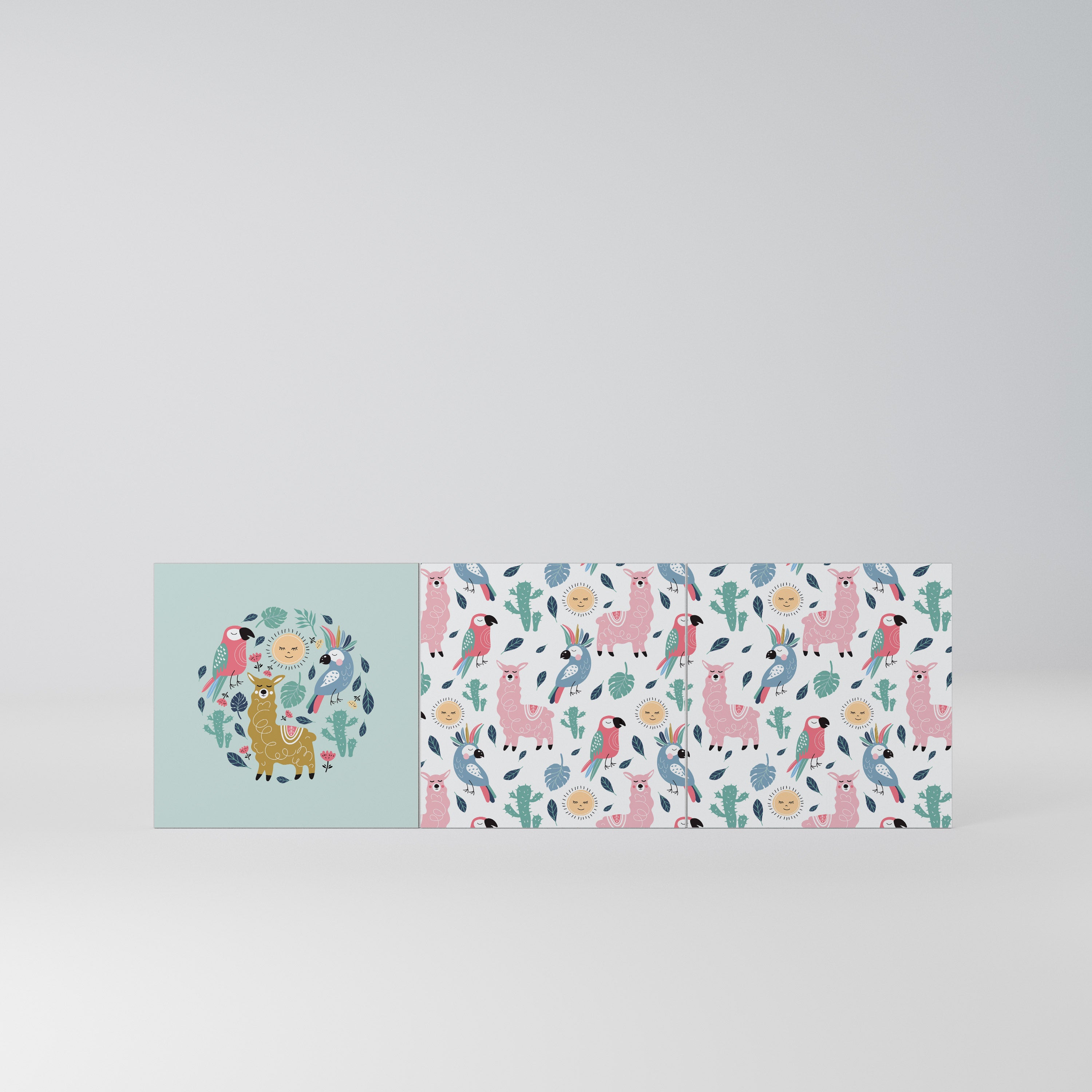 COLORFUL ALPACAS Komplet 3 frontów do komody 3-drzwiowej