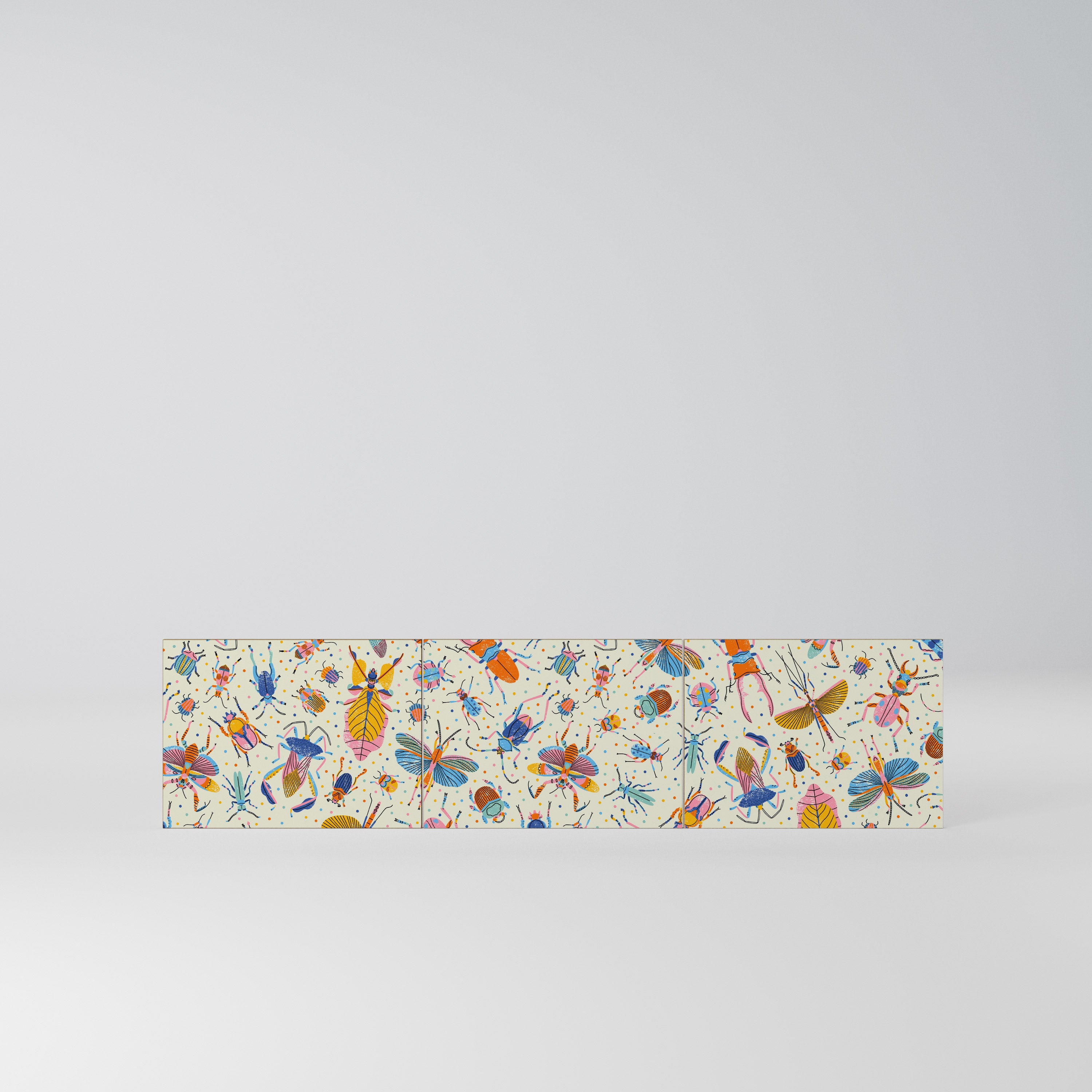 COLORFUL INSECTS Komplet 3 frontów do szafki RTV 3-drzwiowej