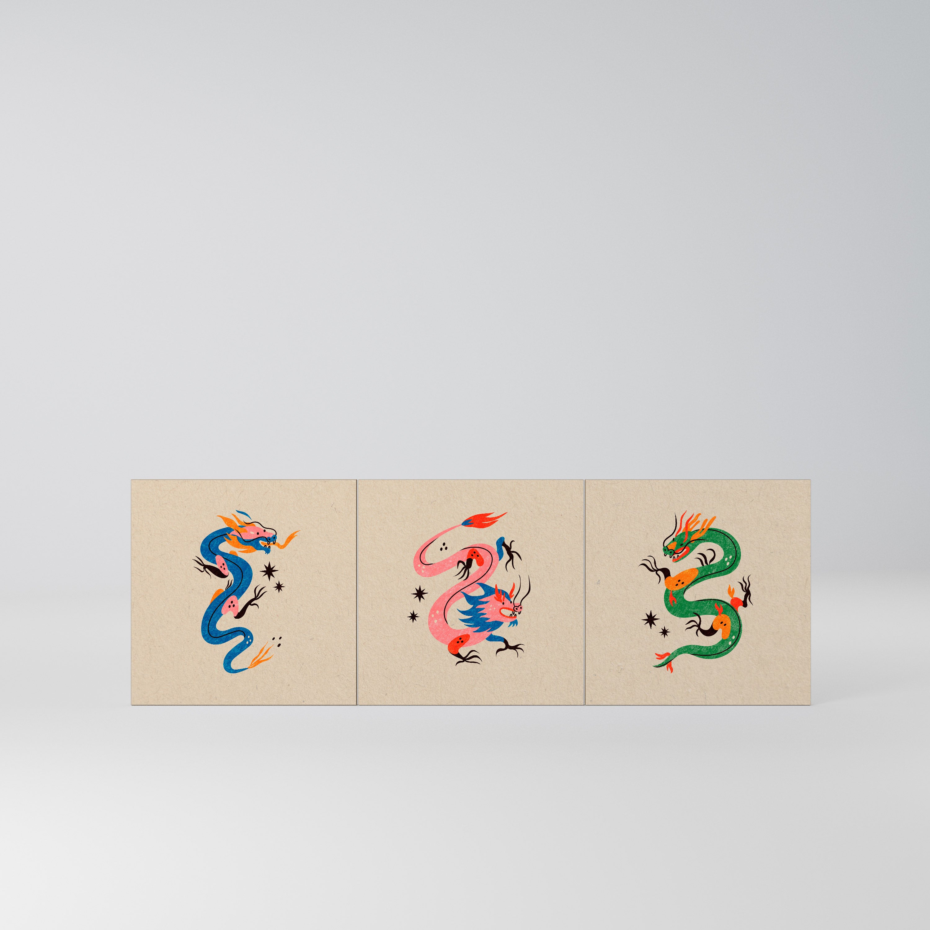 MYTHOLOGICAL CREATURES Komplet 3 frontów do komody 3-drzwiowej