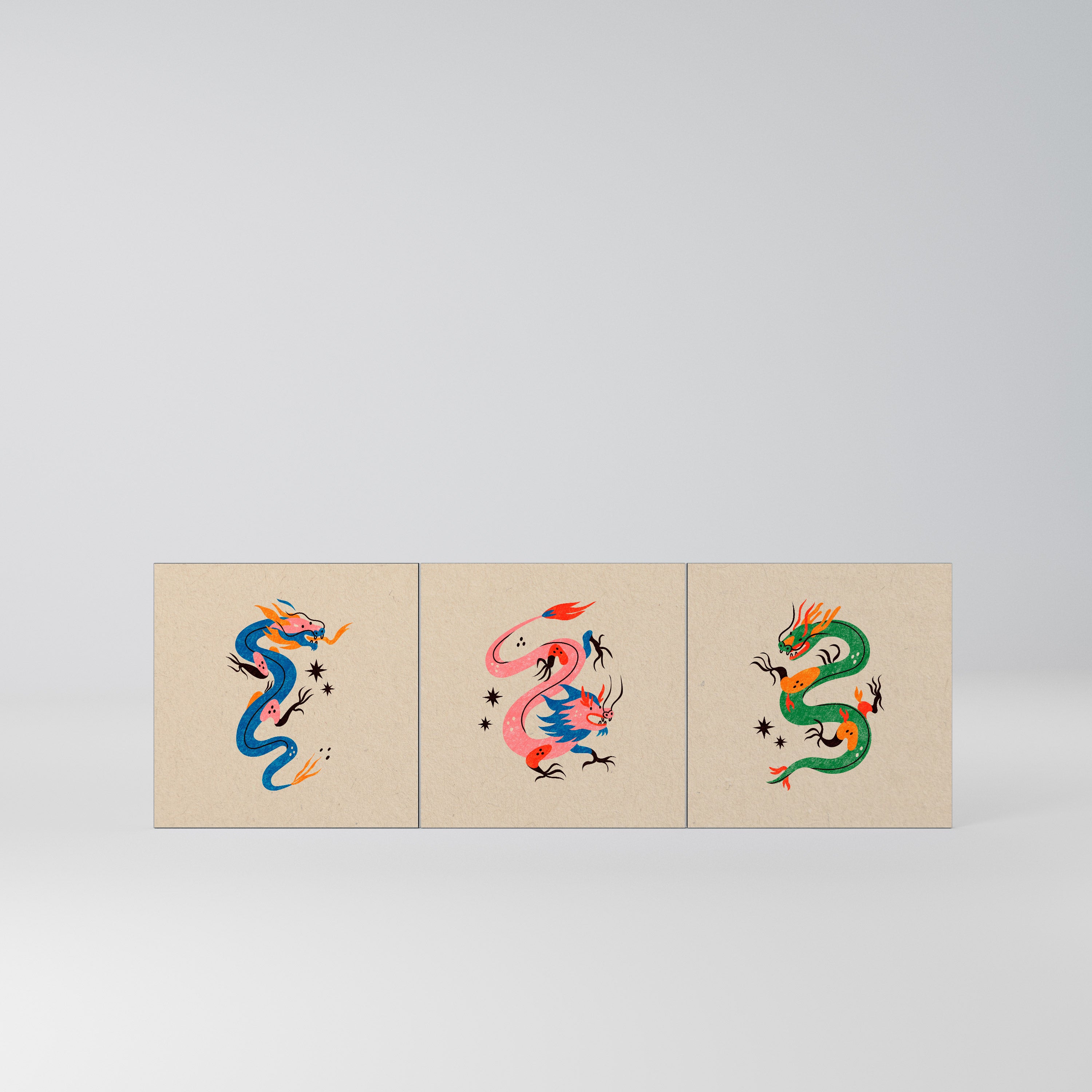 MYTHOLOGICAL CREATURES Komplet 3 frontów do komody 3-drzwiowej