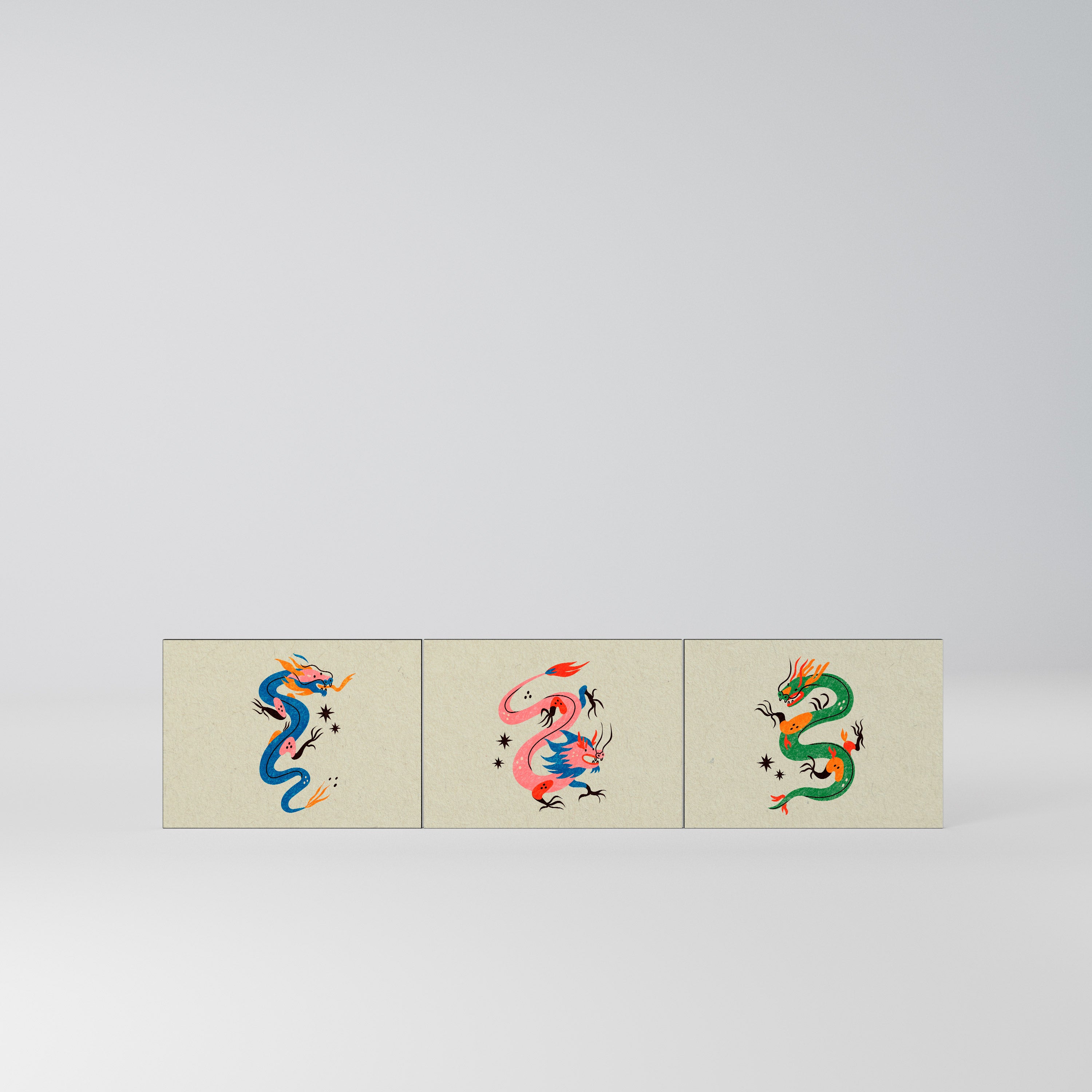 MYTHOLOGICAL CREATURES Komplet 3 frontów do szafki RTV 3-drzwiowej