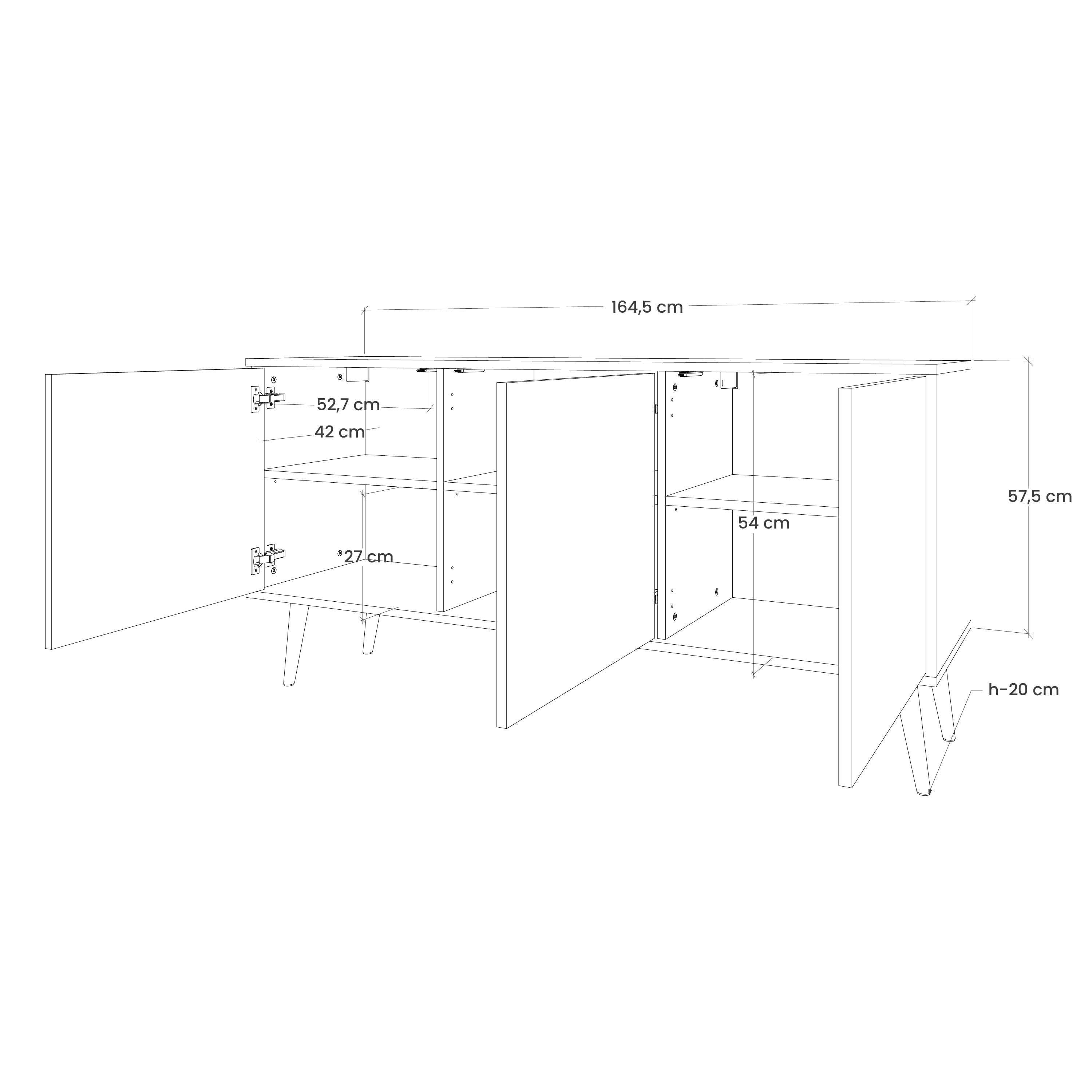 CHARCOAL SPROUT Komoda 3-drzwiowa