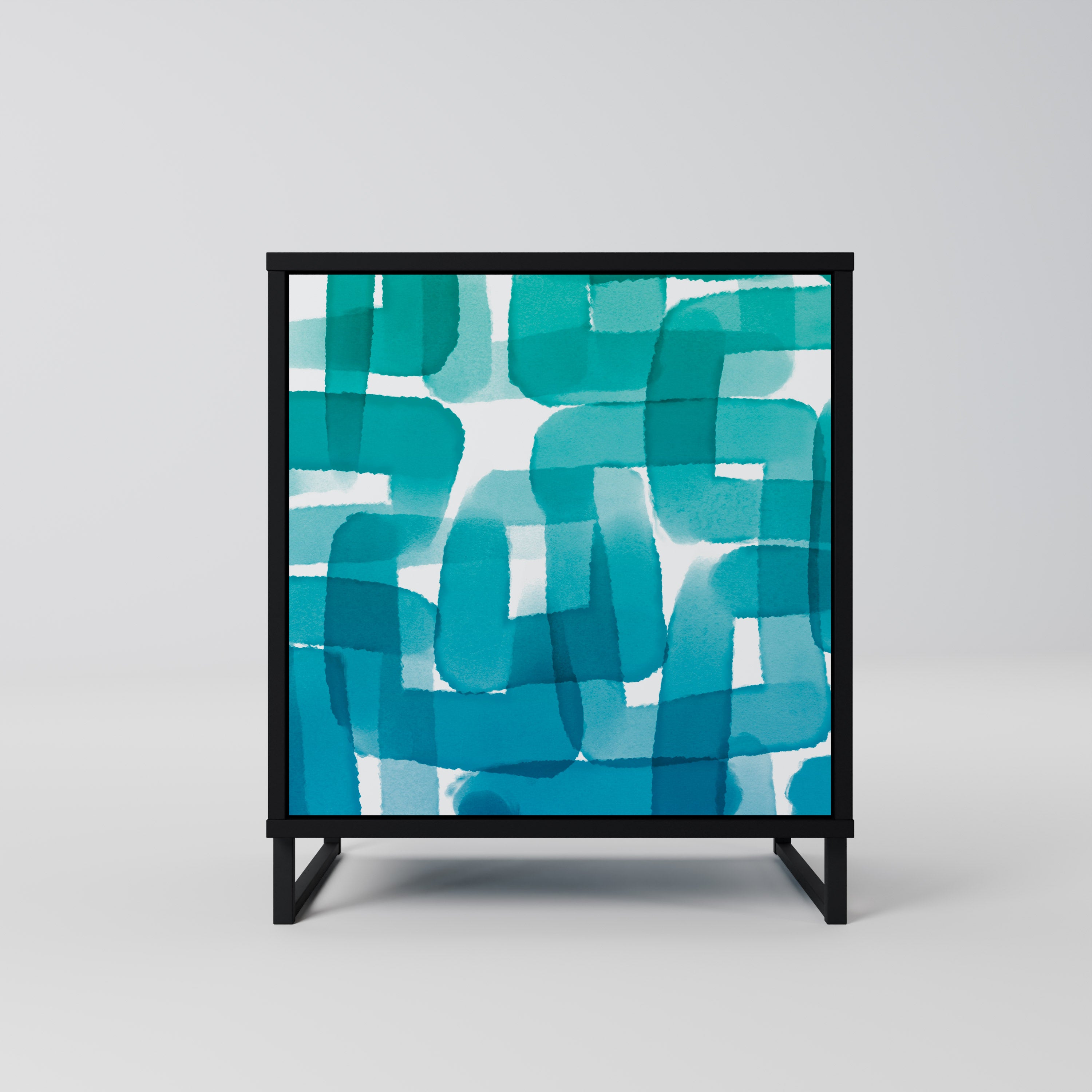 TURQUOISE RECTANGLES Komoda 1-drzwiowa korpus Czarny