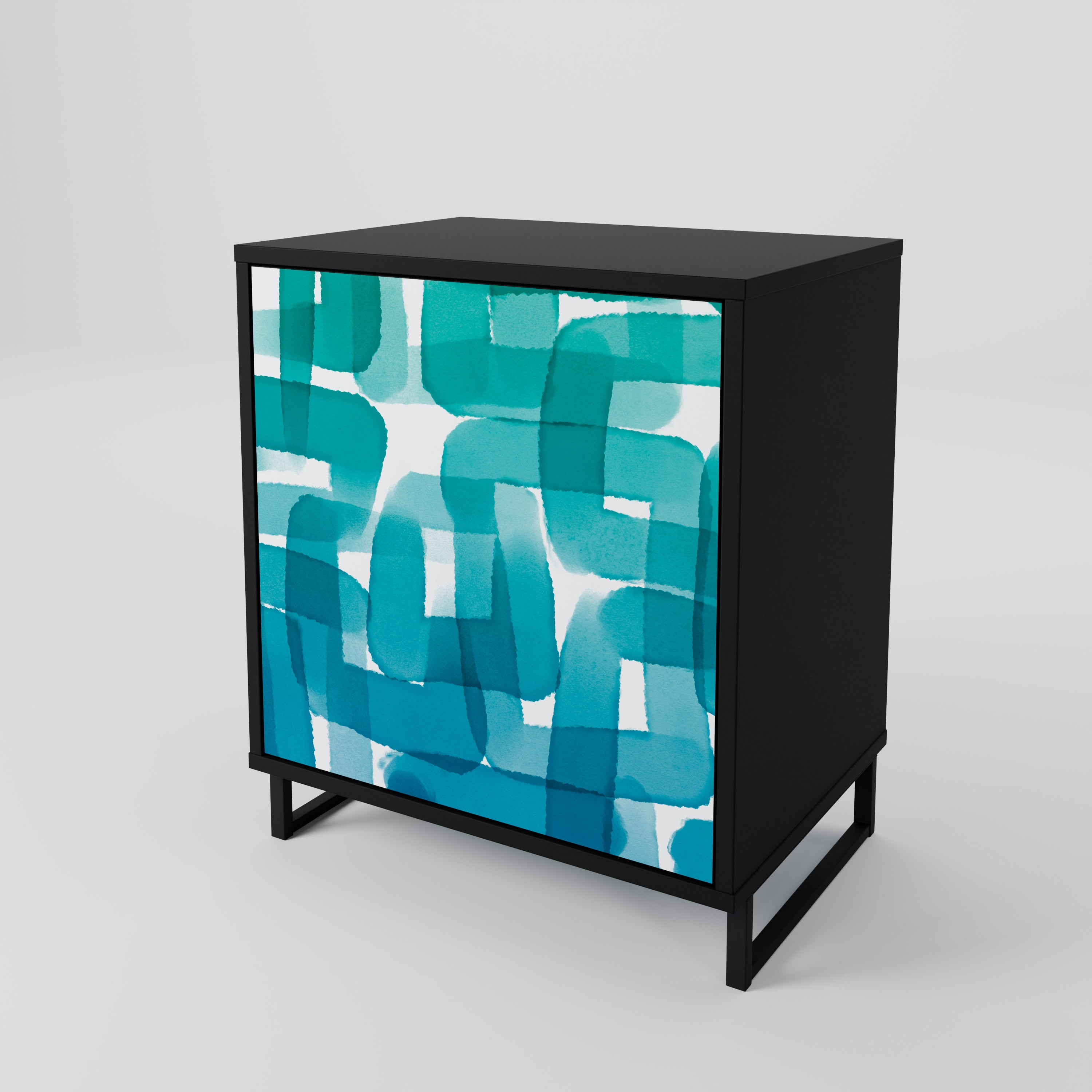 TURQUOISE RECTANGLES Komoda 1-drzwiowa korpus Czarny