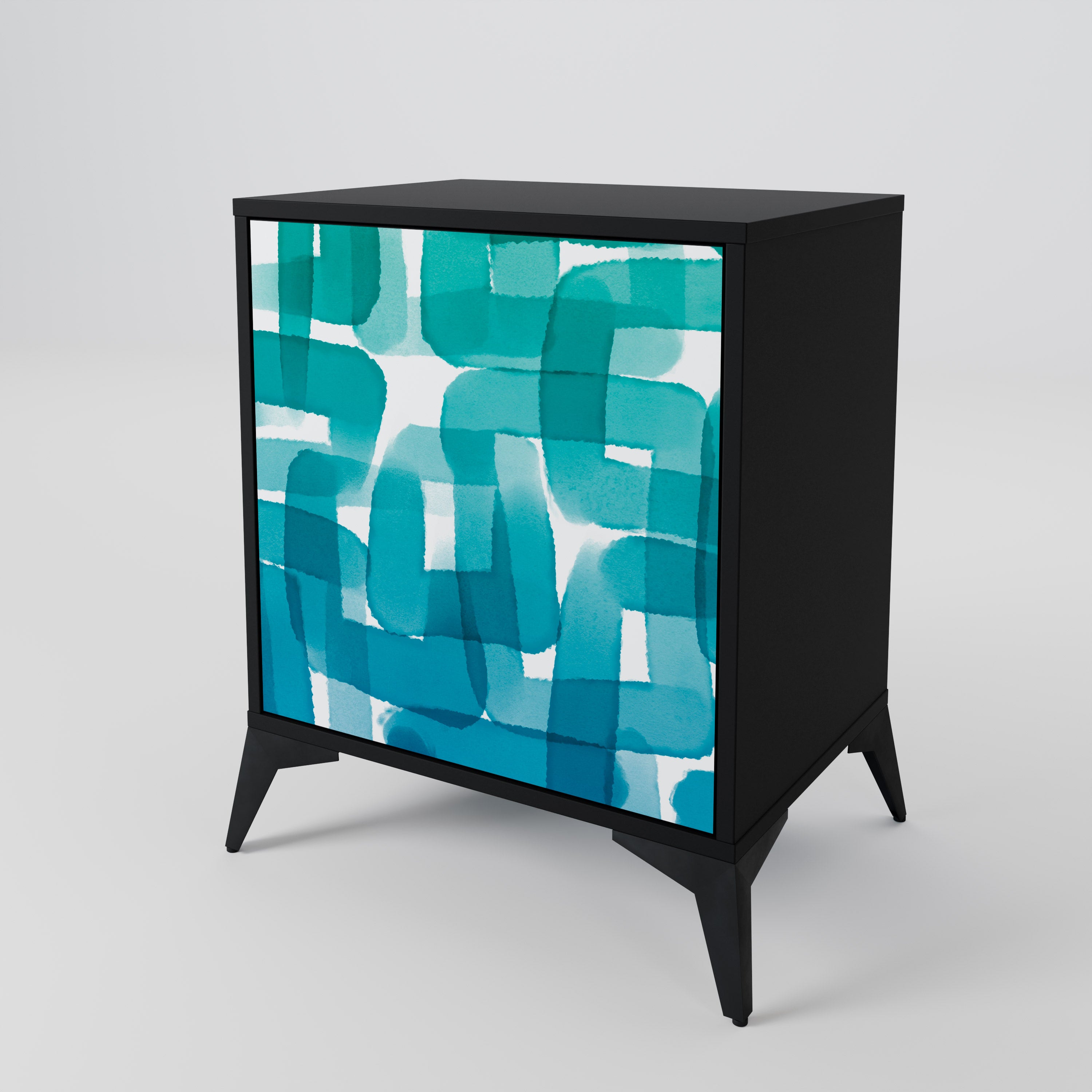 TURQUOISE RECTANGLES Komoda 1-drzwiowa korpus Czarny