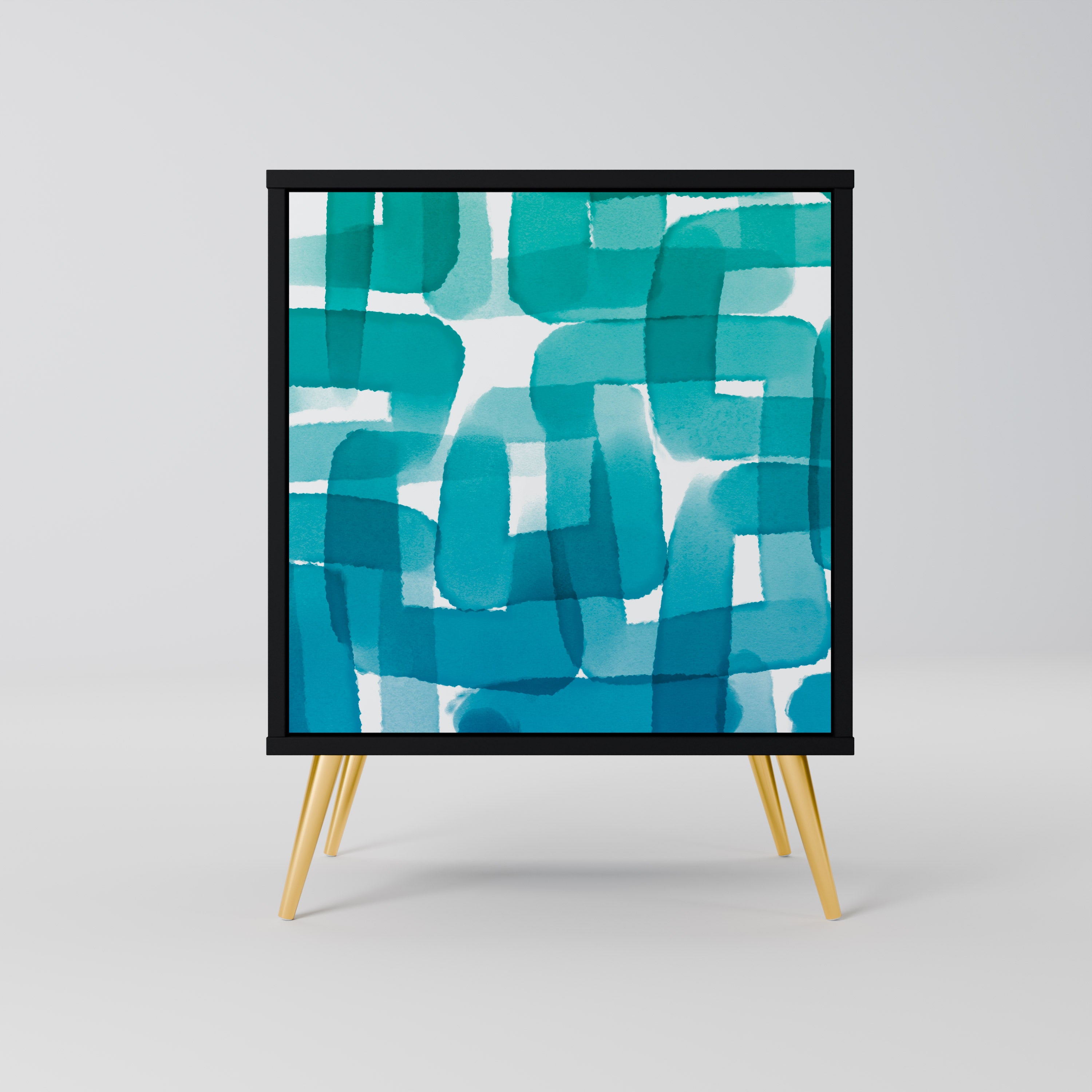 TURQUOISE RECTANGLES Komoda 1-drzwiowa korpus Czarny