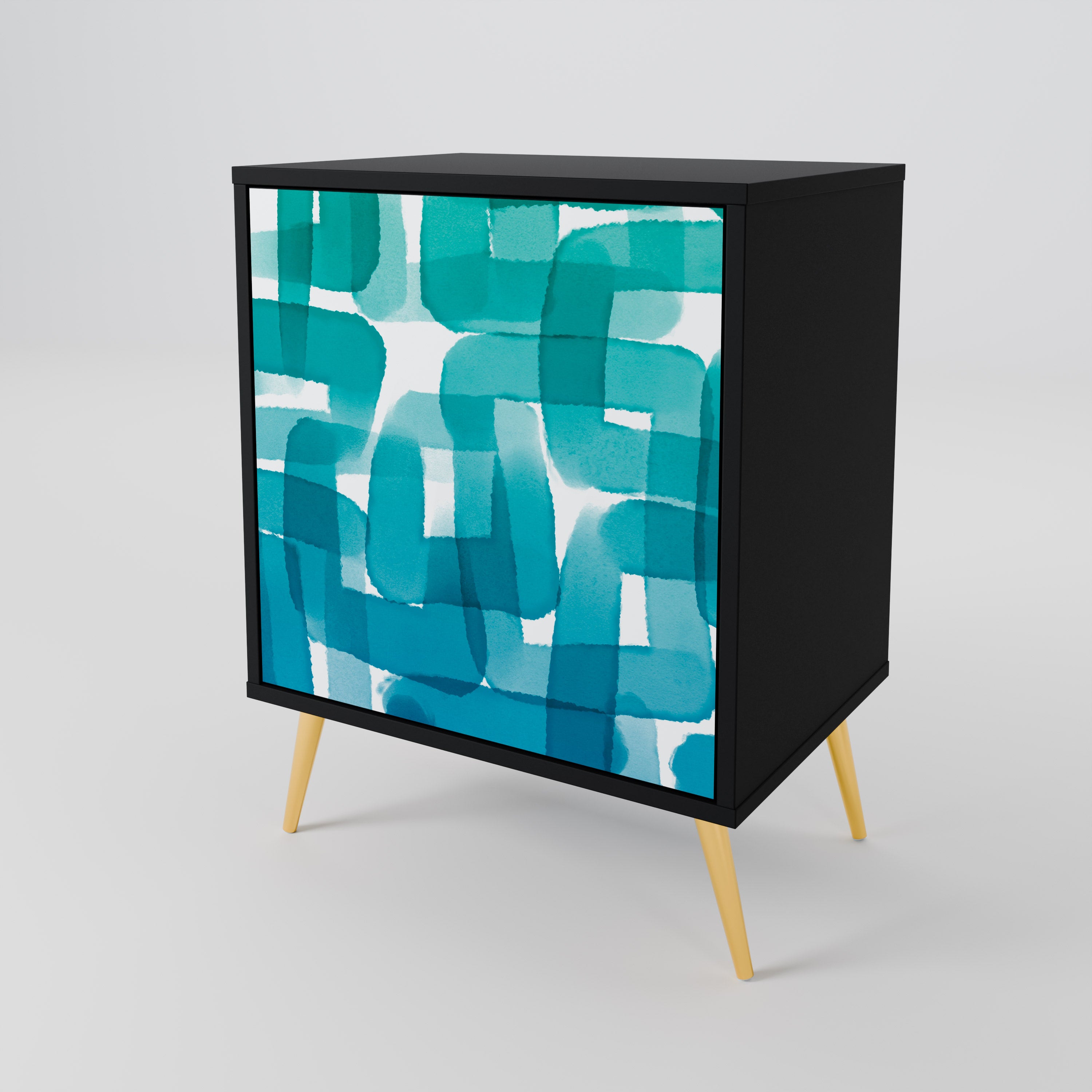 TURQUOISE RECTANGLES Komoda 1-drzwiowa korpus Czarny