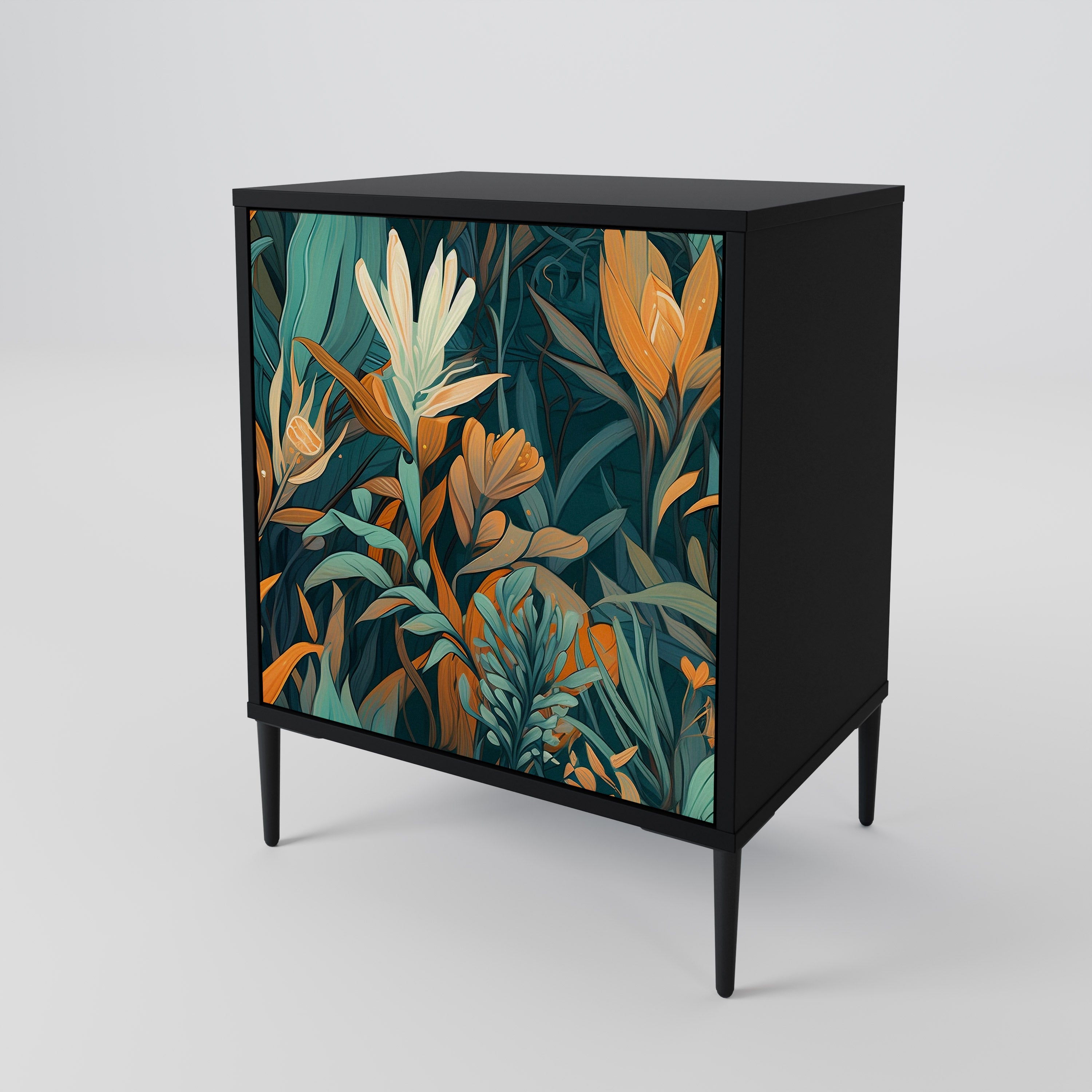 FLORAL SERENITY Komoda 1-drzwiowa korpus Czarny