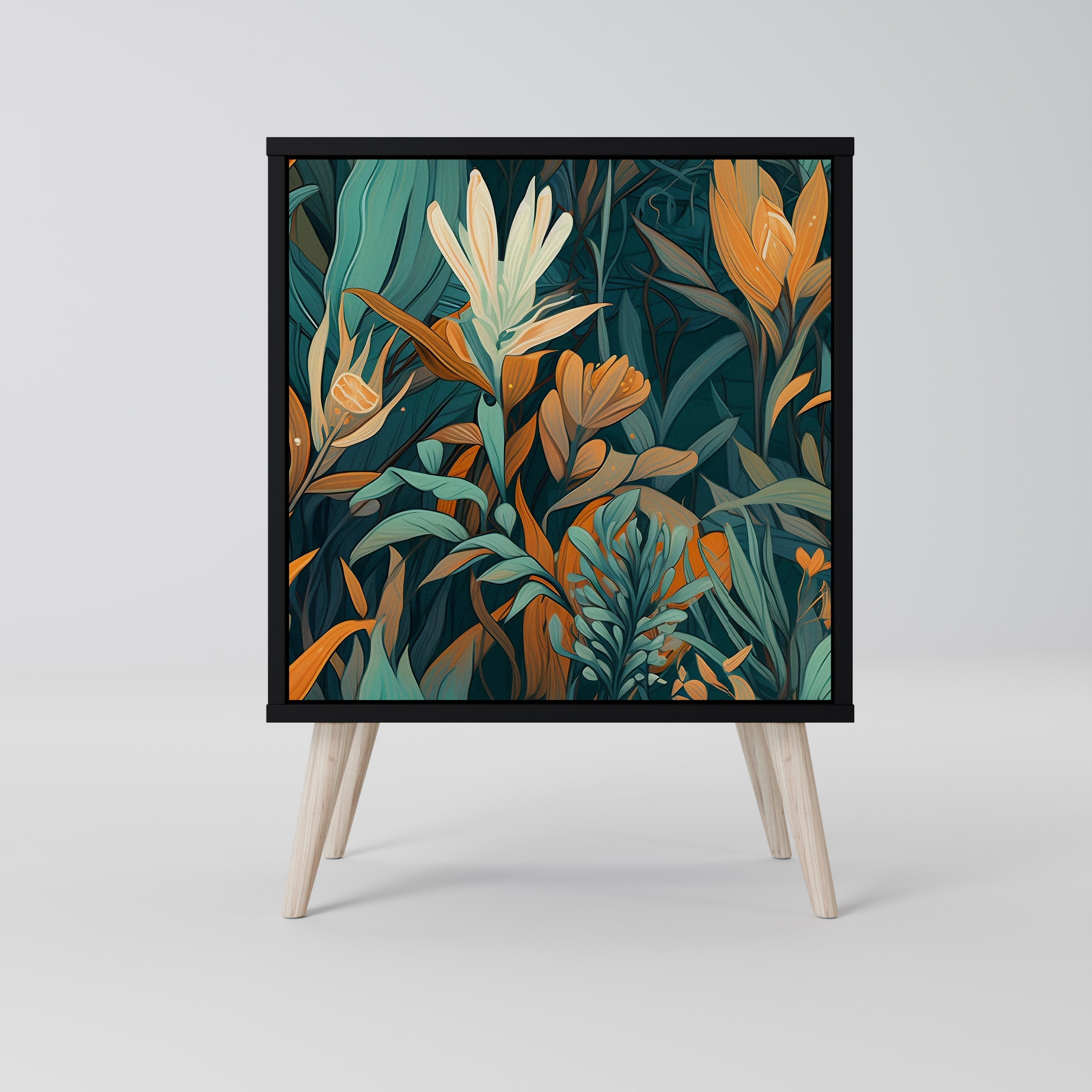 FLORAL SERENITY Komoda 1-drzwiowa korpus Czarny