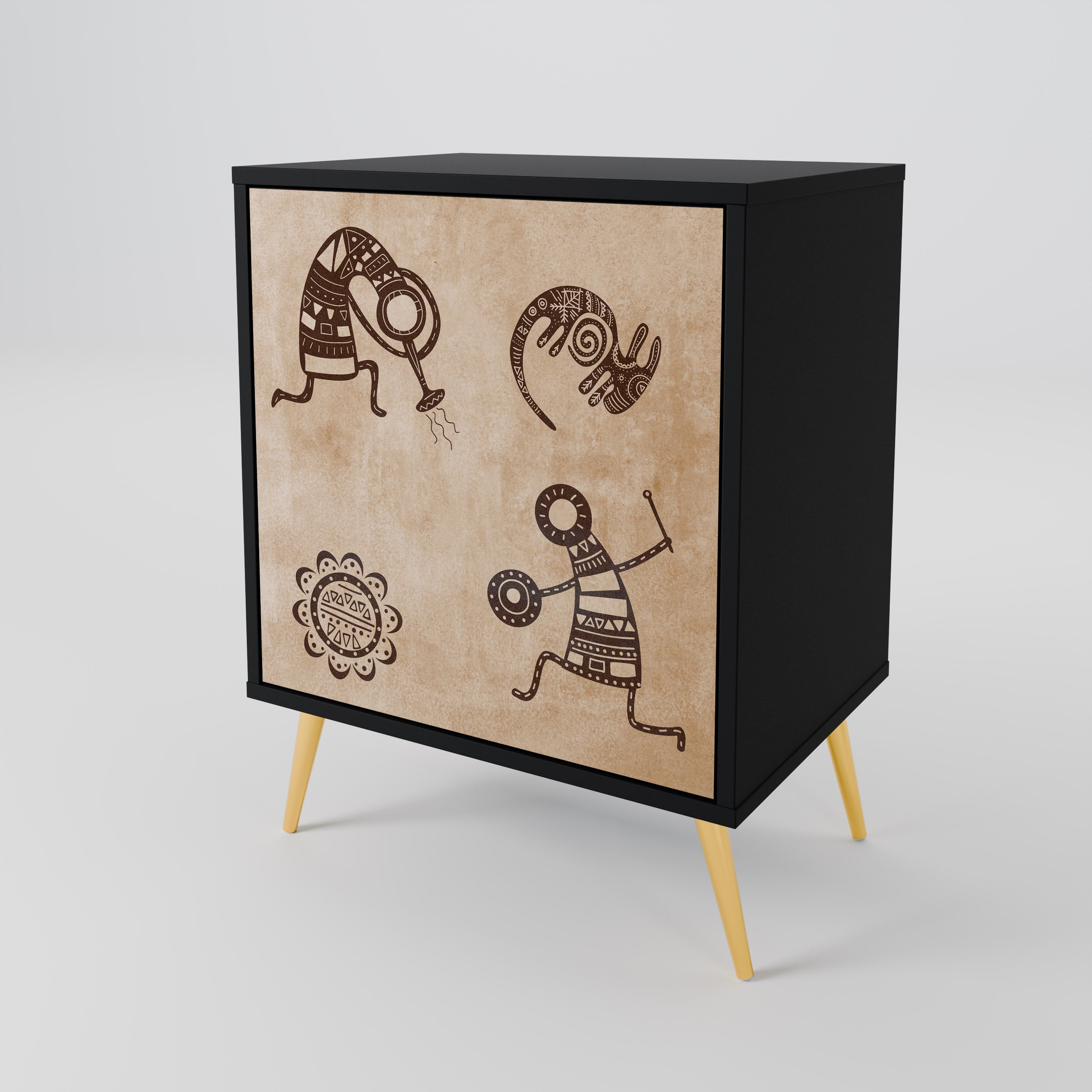 AFRICAN STYLE Komoda 1-drzwiowa korpus Czarny