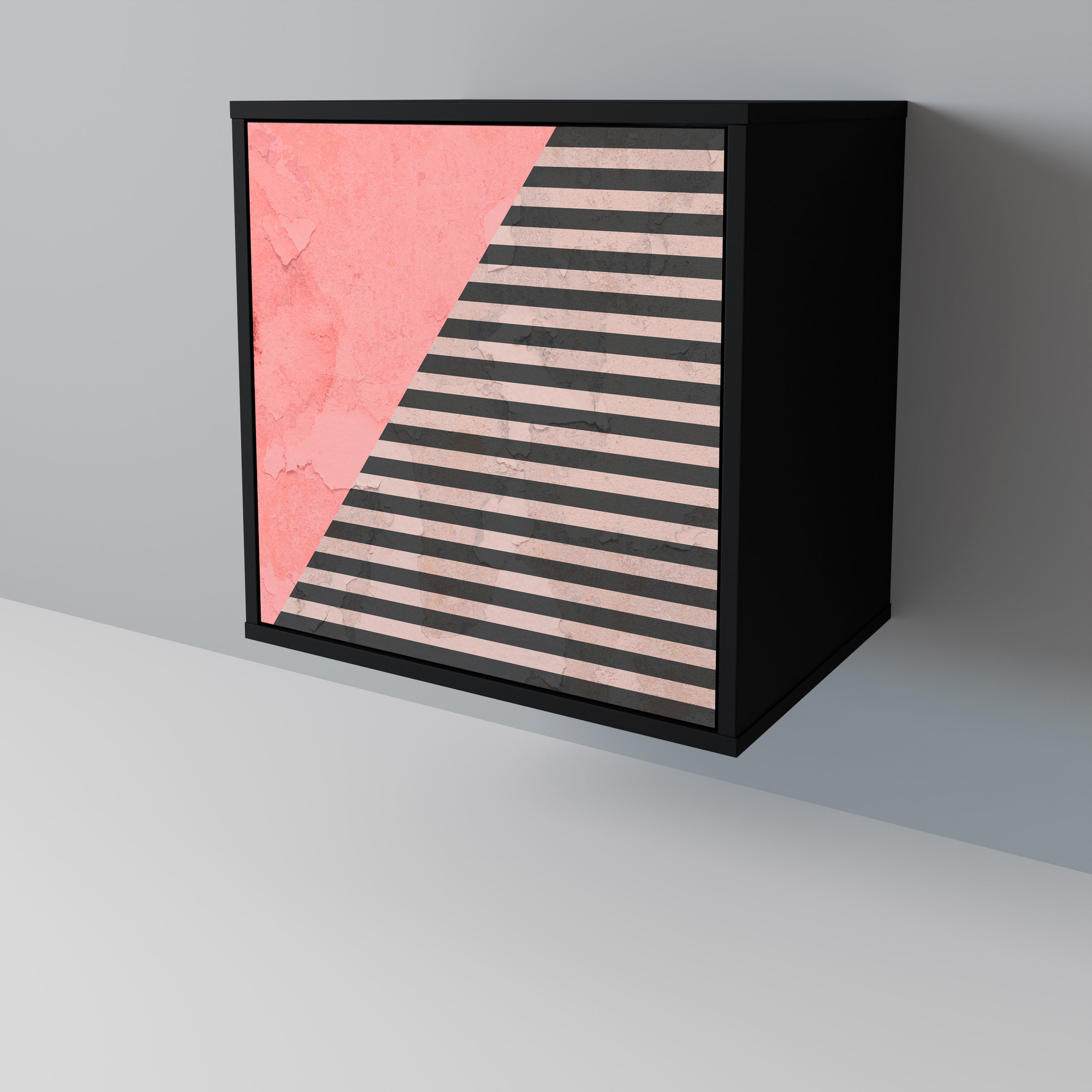 GLAMOROUS STRIPE Komoda 1-drzwiowa korpus Czarny