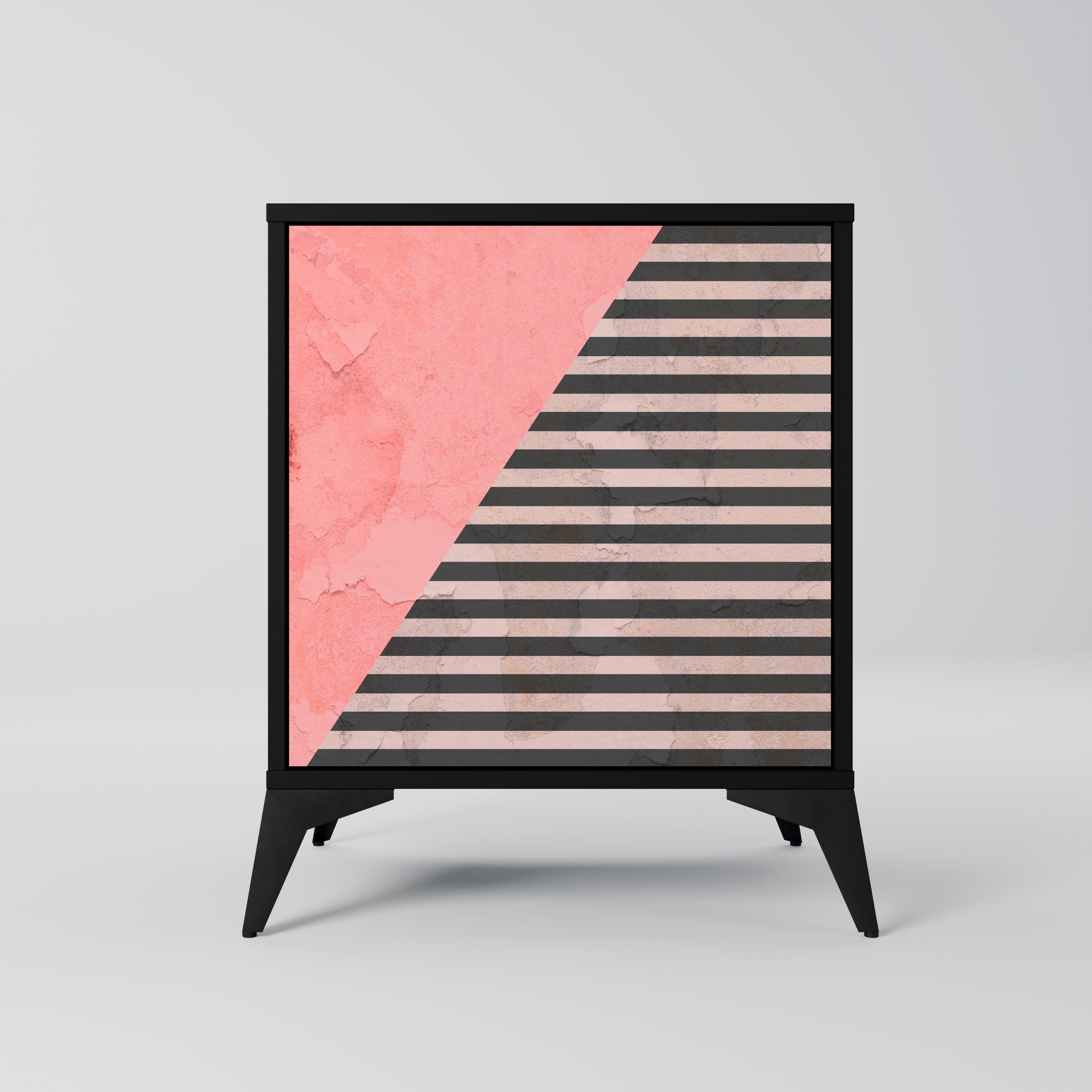 GLAMOROUS STRIPE Komoda 1-drzwiowa korpus Czarny