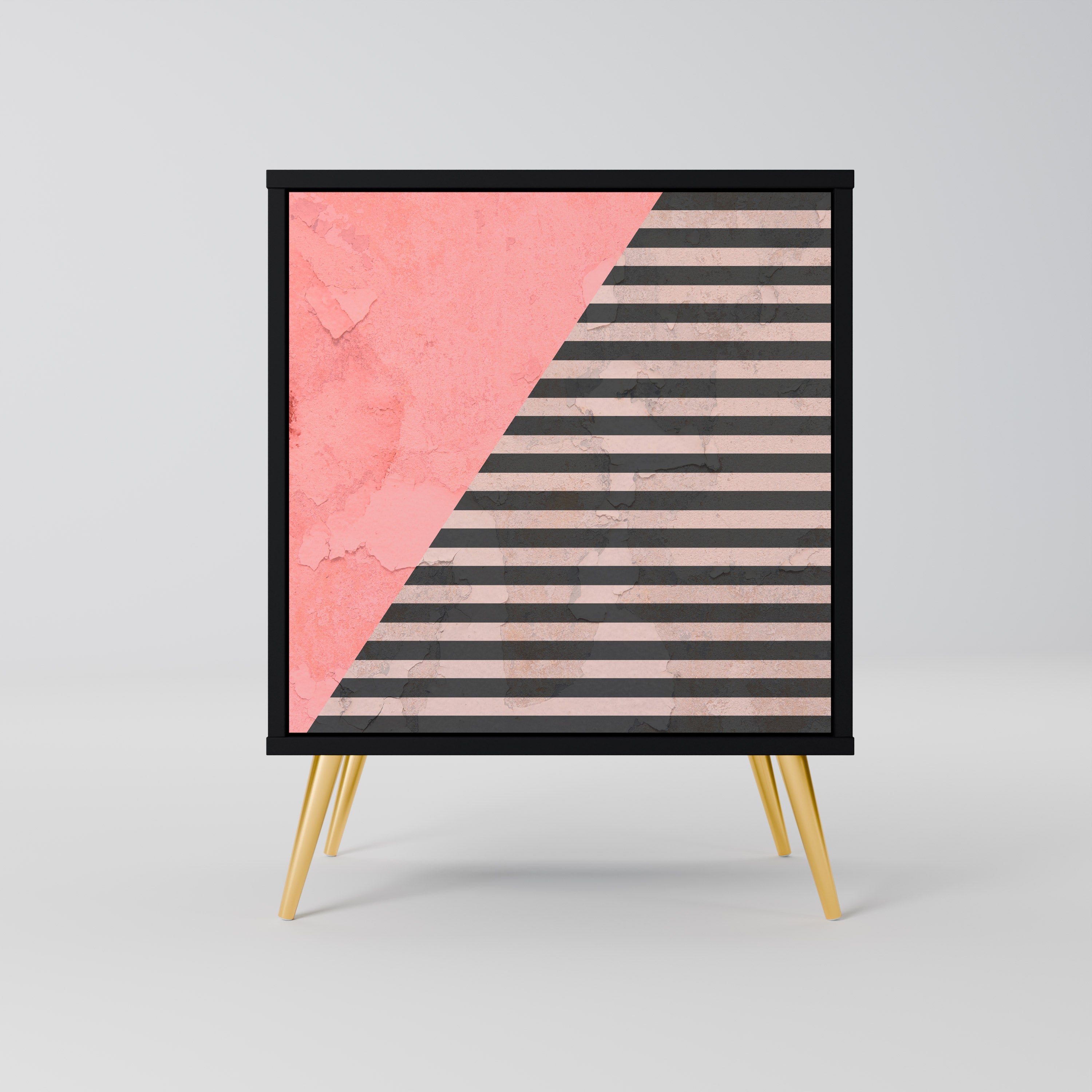 GLAMOROUS STRIPE Komoda 1-drzwiowa korpus Czarny