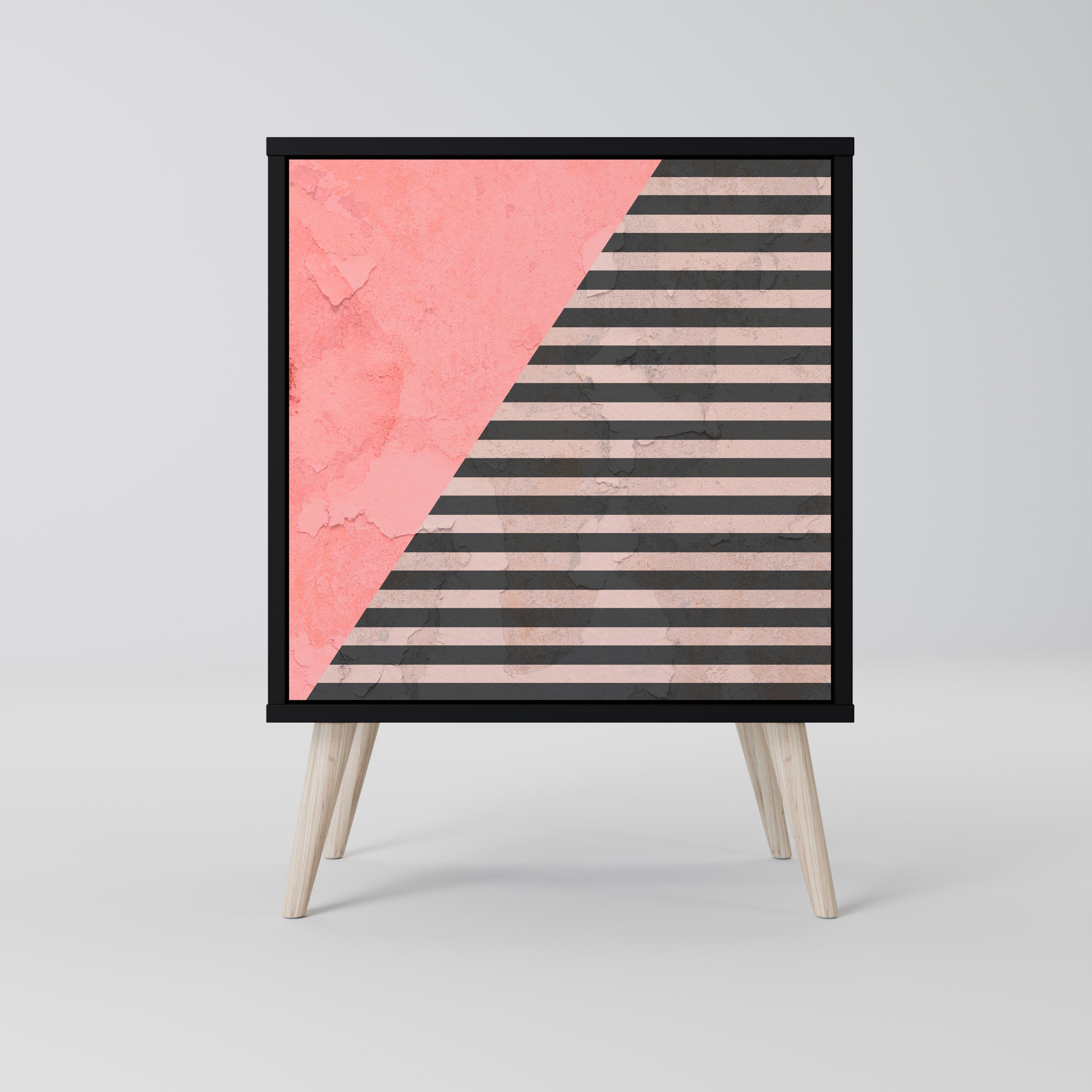 GLAMOROUS STRIPE Komoda 1-drzwiowa korpus Czarny