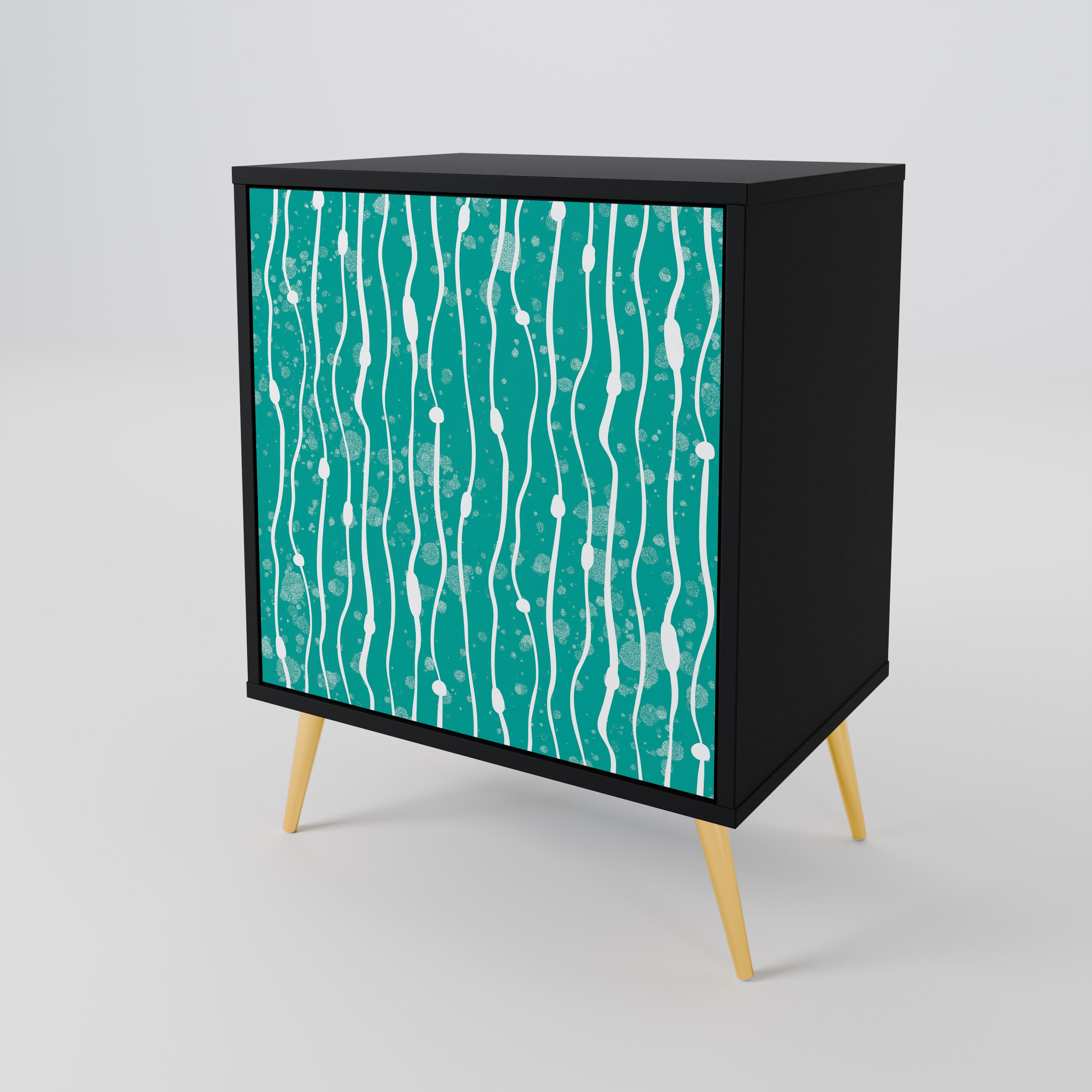 TURQUOISE RAIN Komoda 1-drzwiowa korpus Czarny