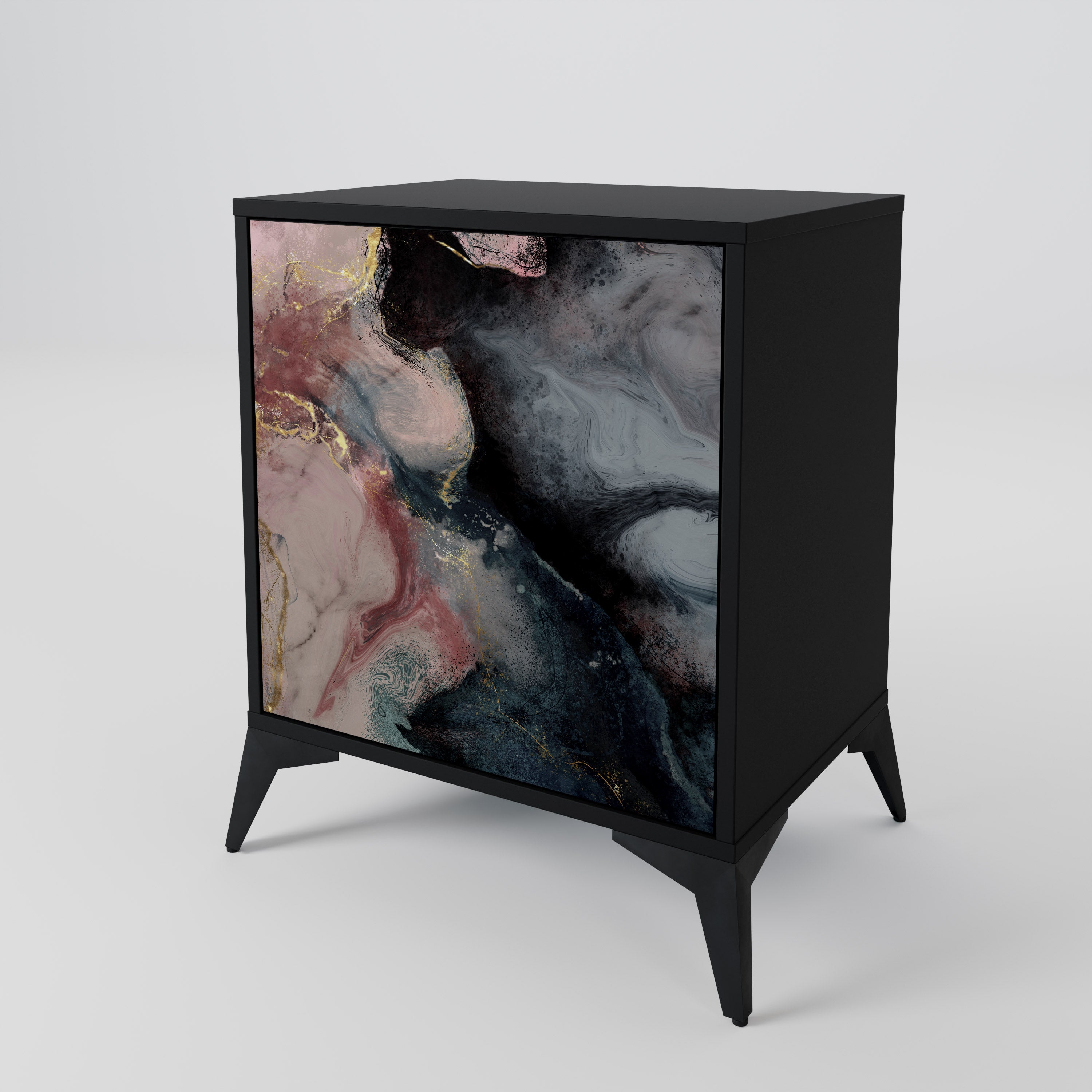 GILDED SWIRLS Komoda 1-drzwiowa korpus Czarny