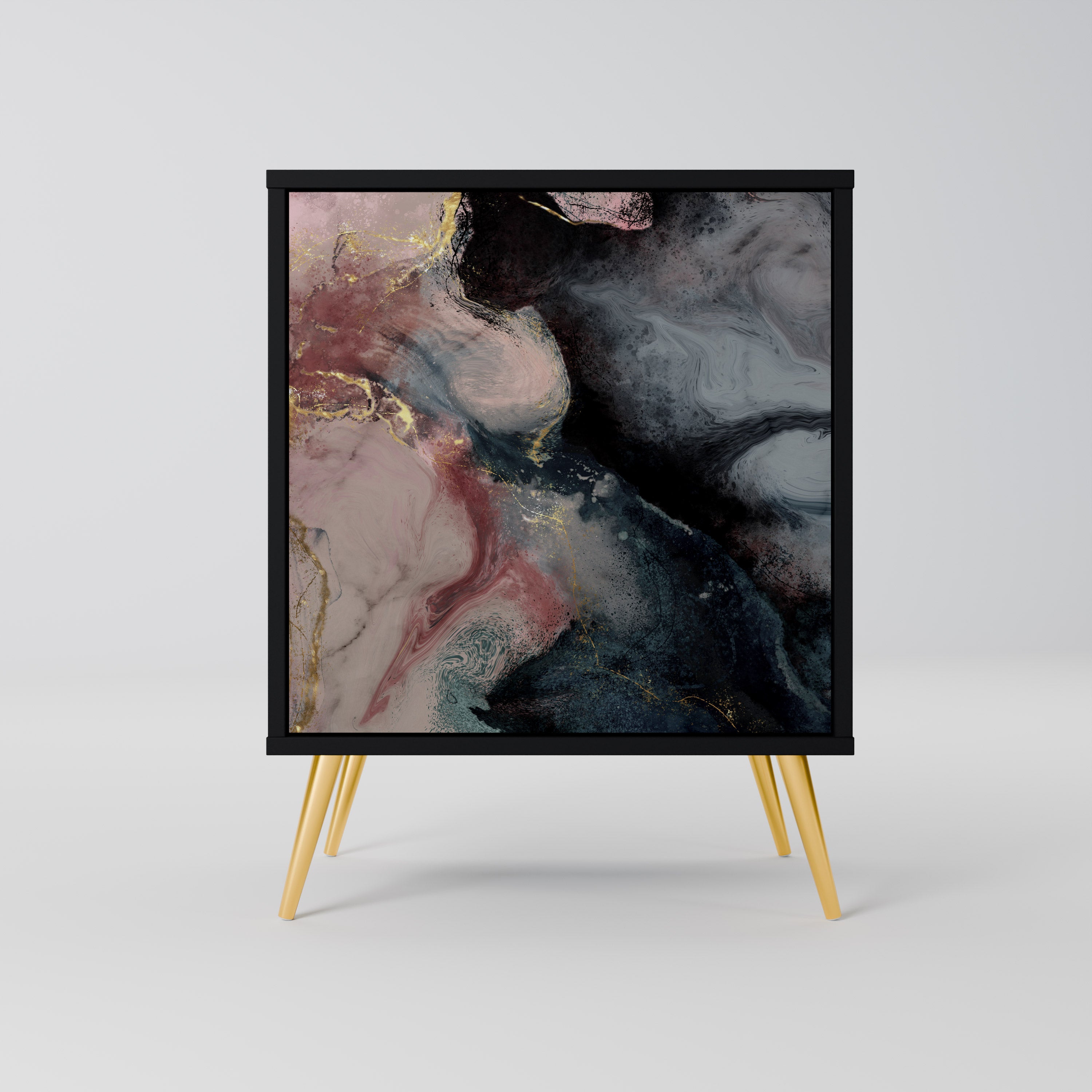 GILDED SWIRLS Komoda 1-drzwiowa korpus Czarny