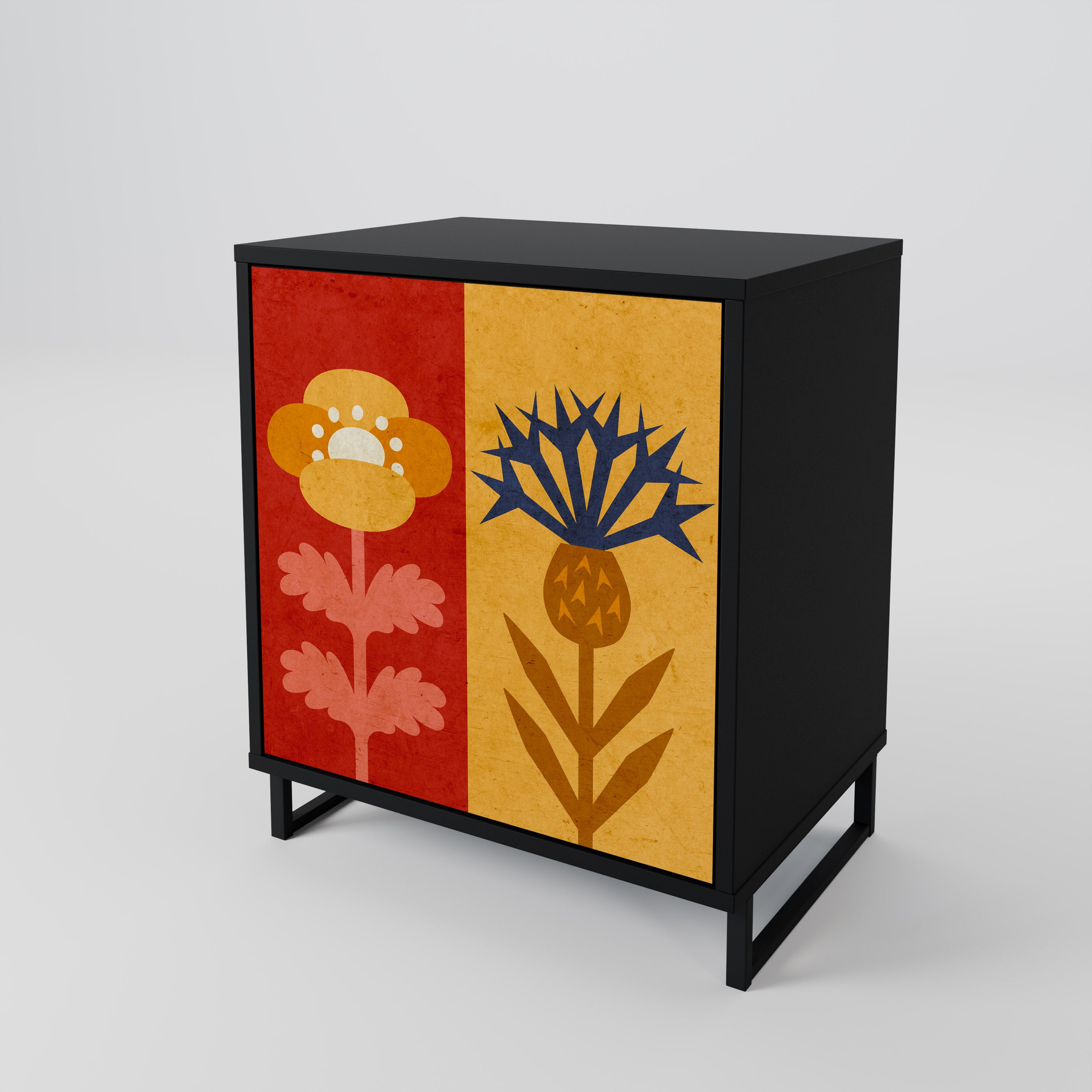 SCANDIC FLOWERET Komoda 1-drzwiowa korpus Czarny