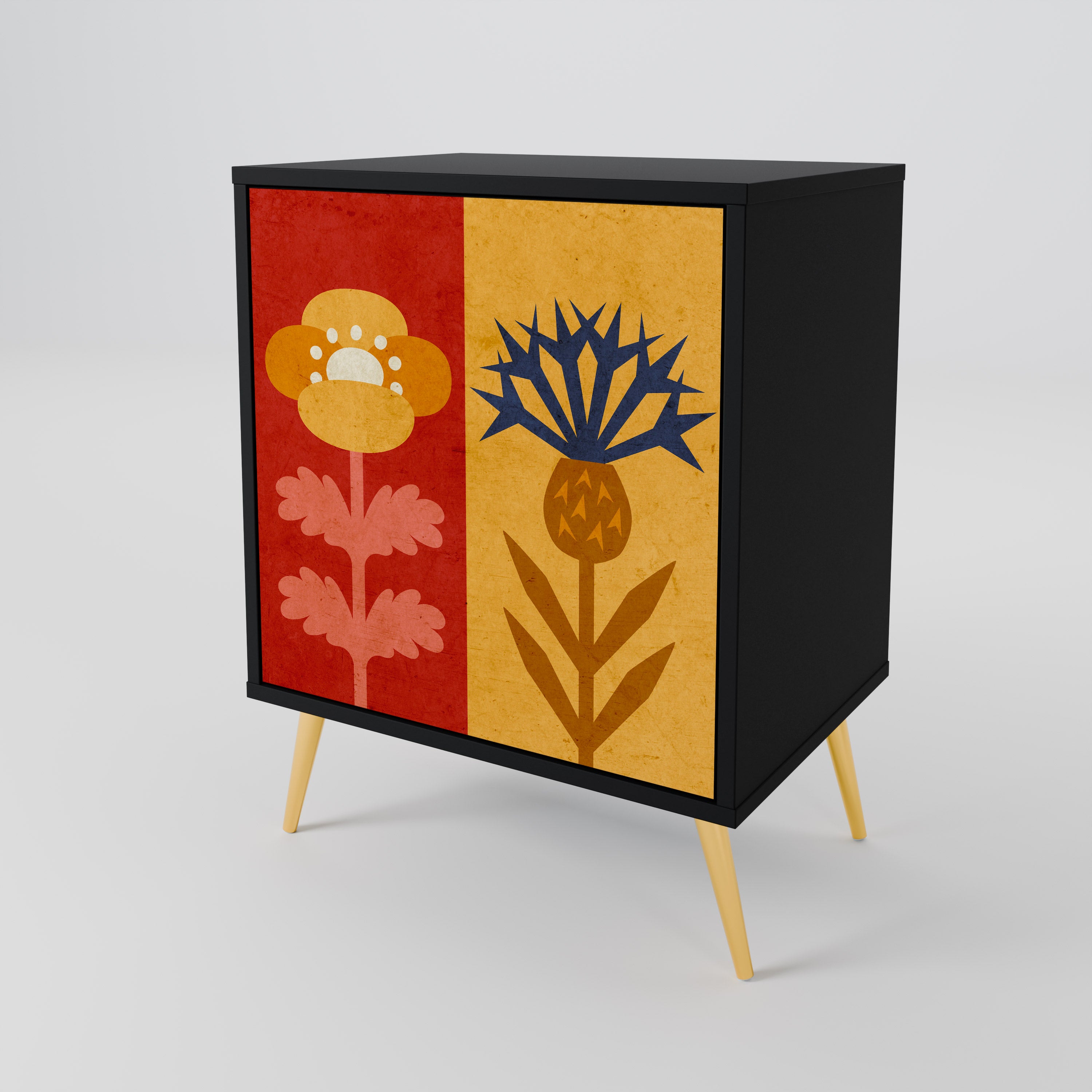 SCANDIC FLOWERET Komoda 1-drzwiowa korpus Czarny