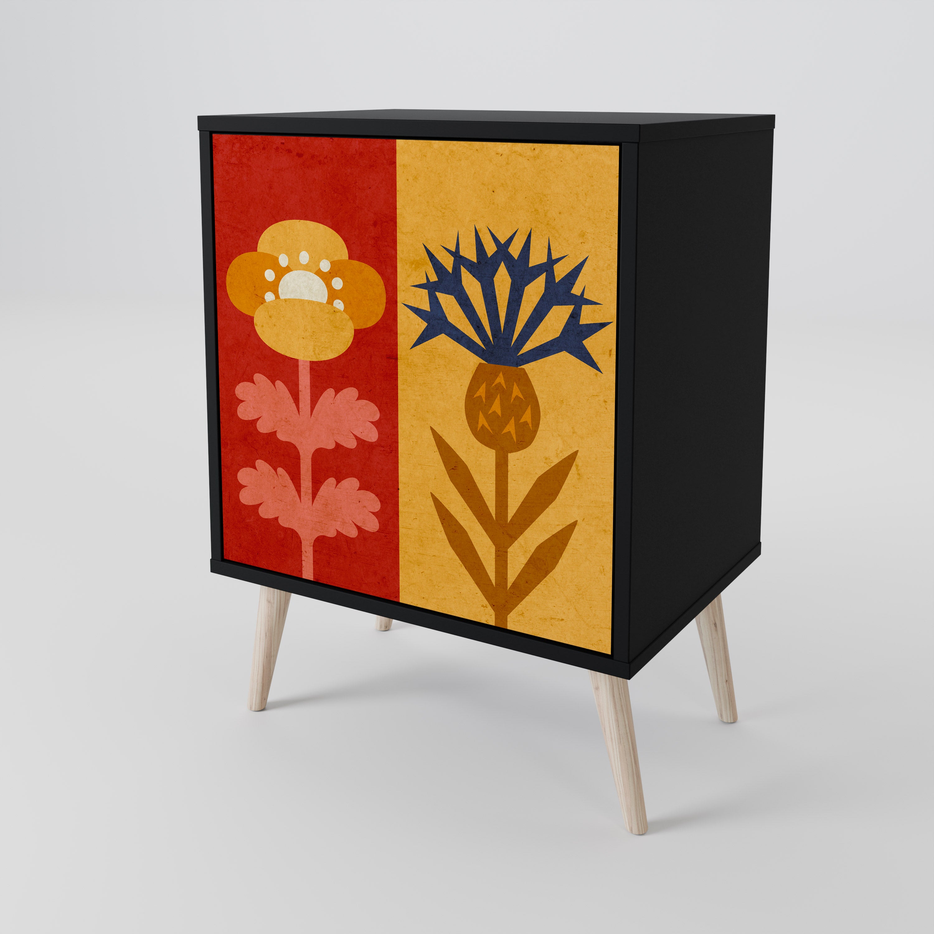 SCANDIC FLOWERET Komoda 1-drzwiowa korpus Czarny