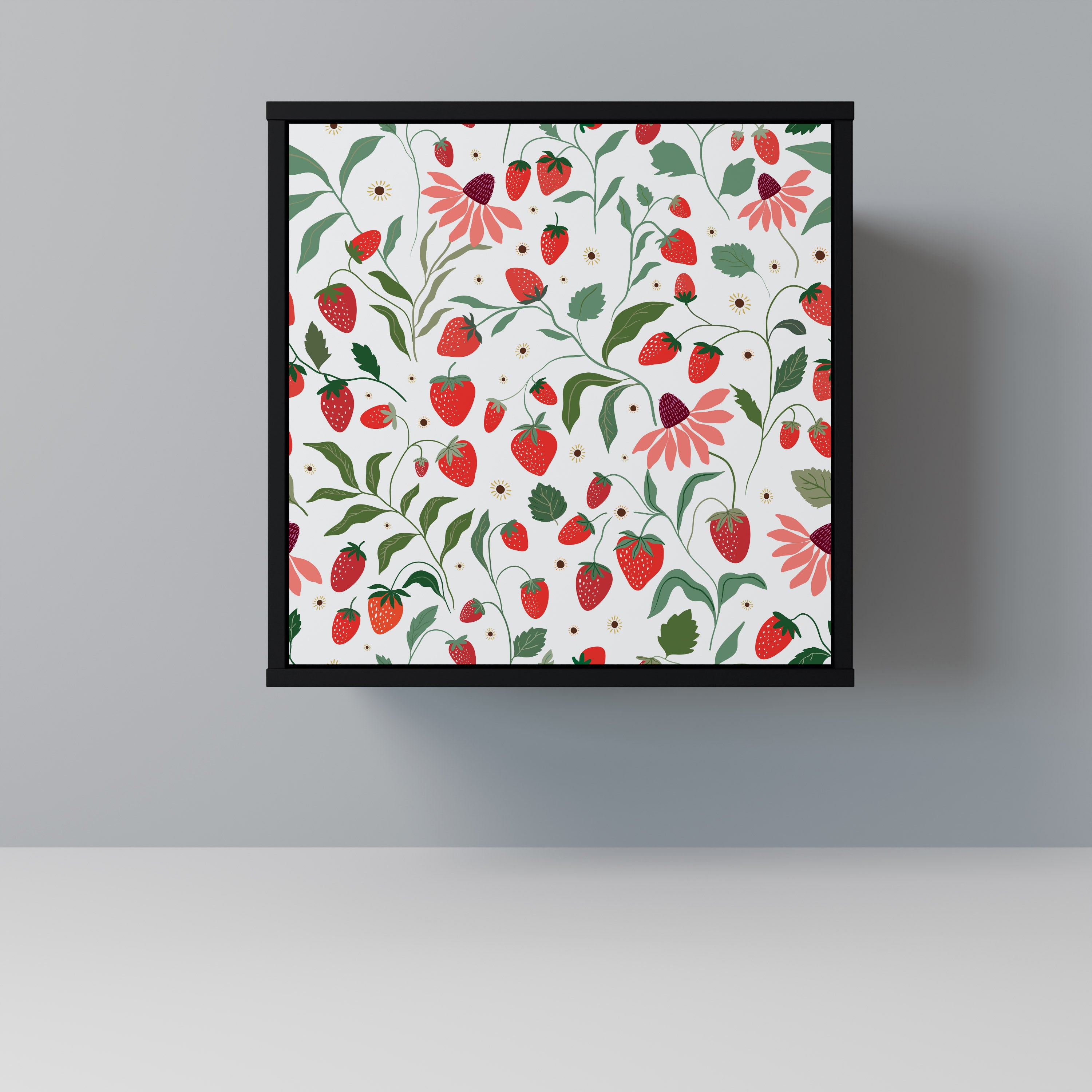 FLOWERS AND STRAWBERRIES Komoda 1-drzwiowa korpus Czarny