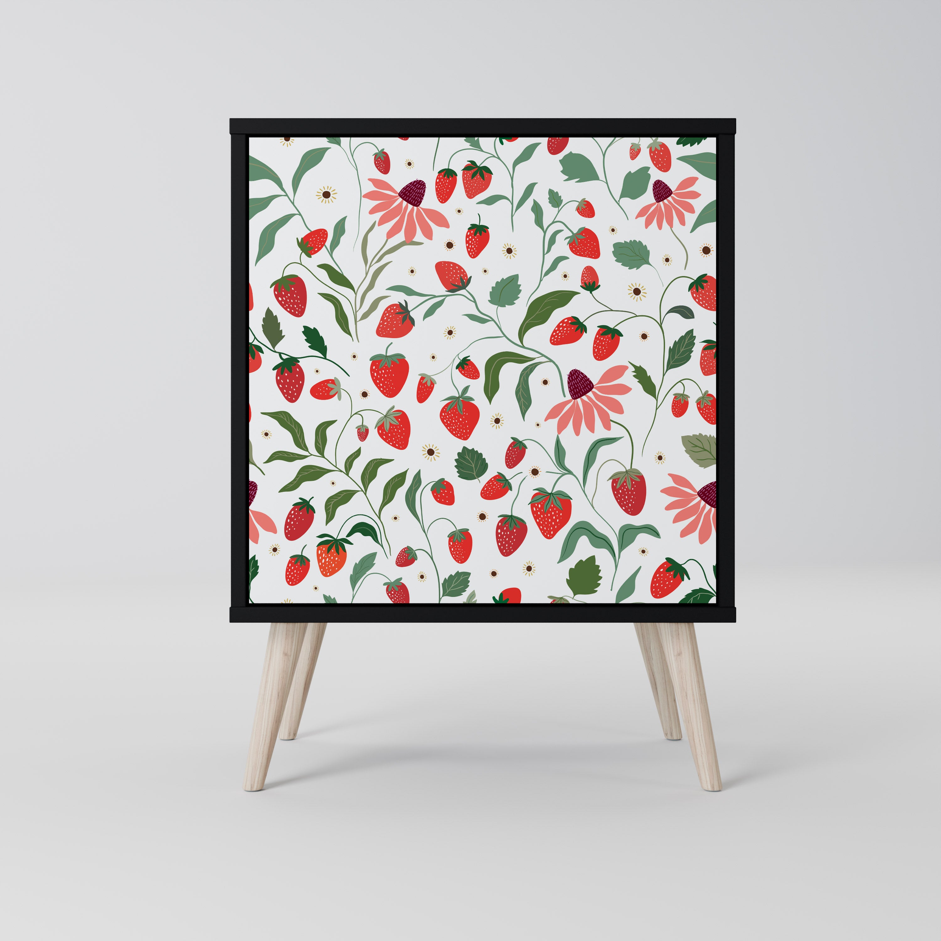 FLOWERS AND STRAWBERRIES Komoda 1-drzwiowa korpus Czarny