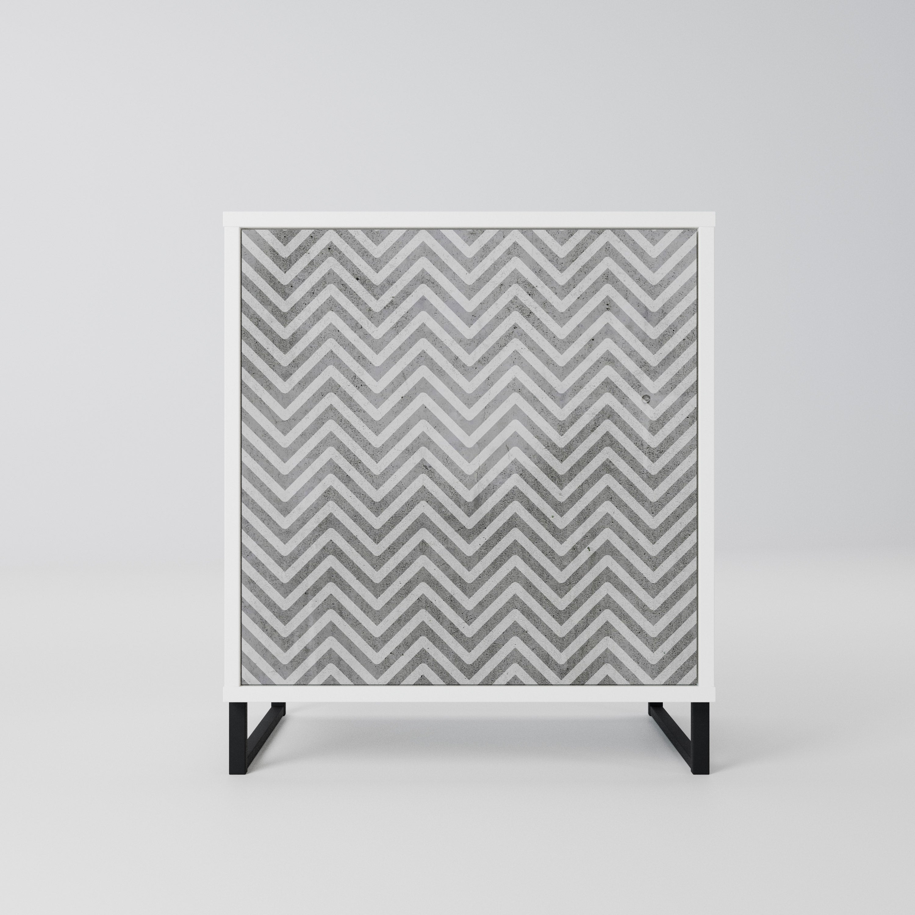 CONCRETE ZIG ZAG Komoda 1-drzwiowa korpus Biały