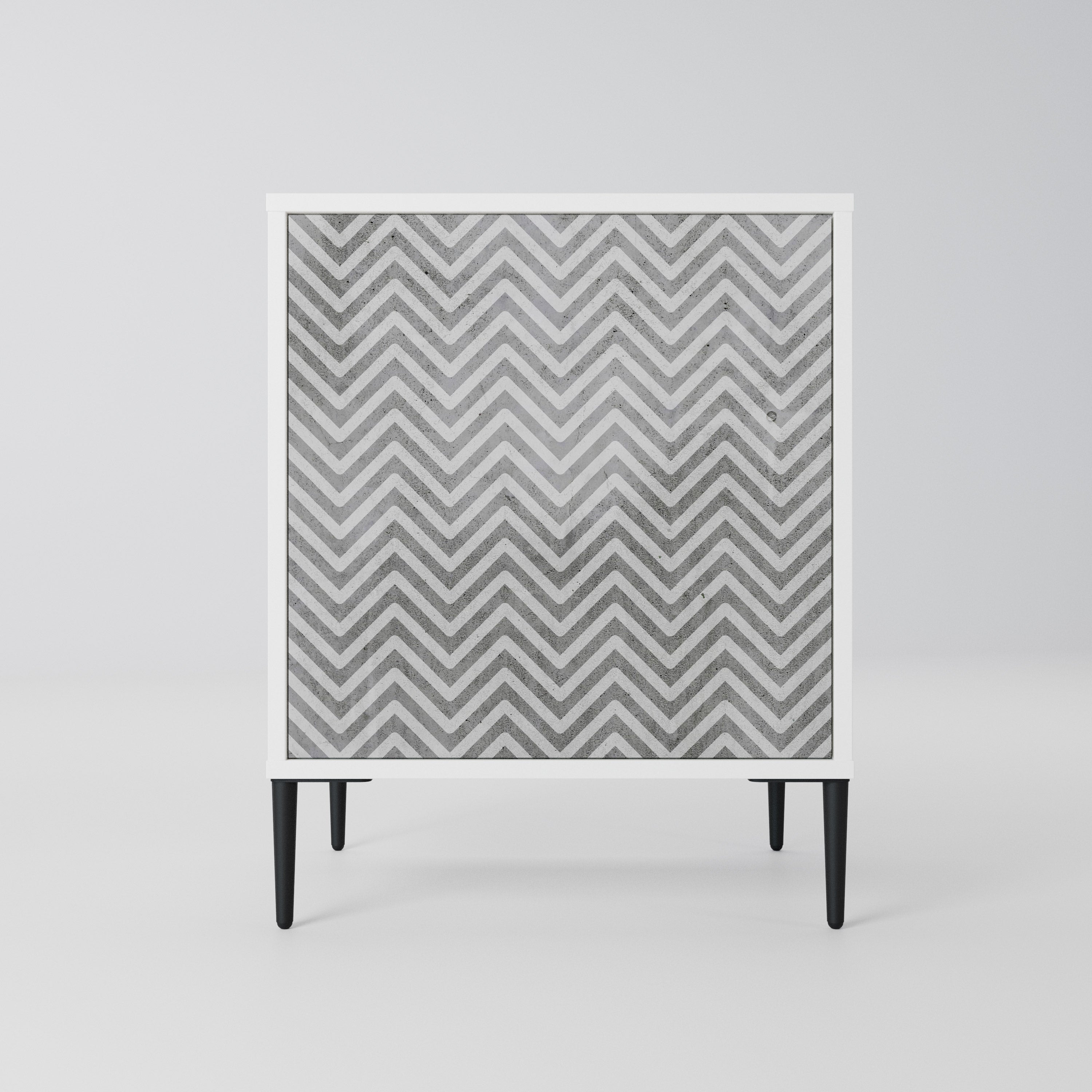 CONCRETE ZIG ZAG Komoda 1-drzwiowa korpus Biały