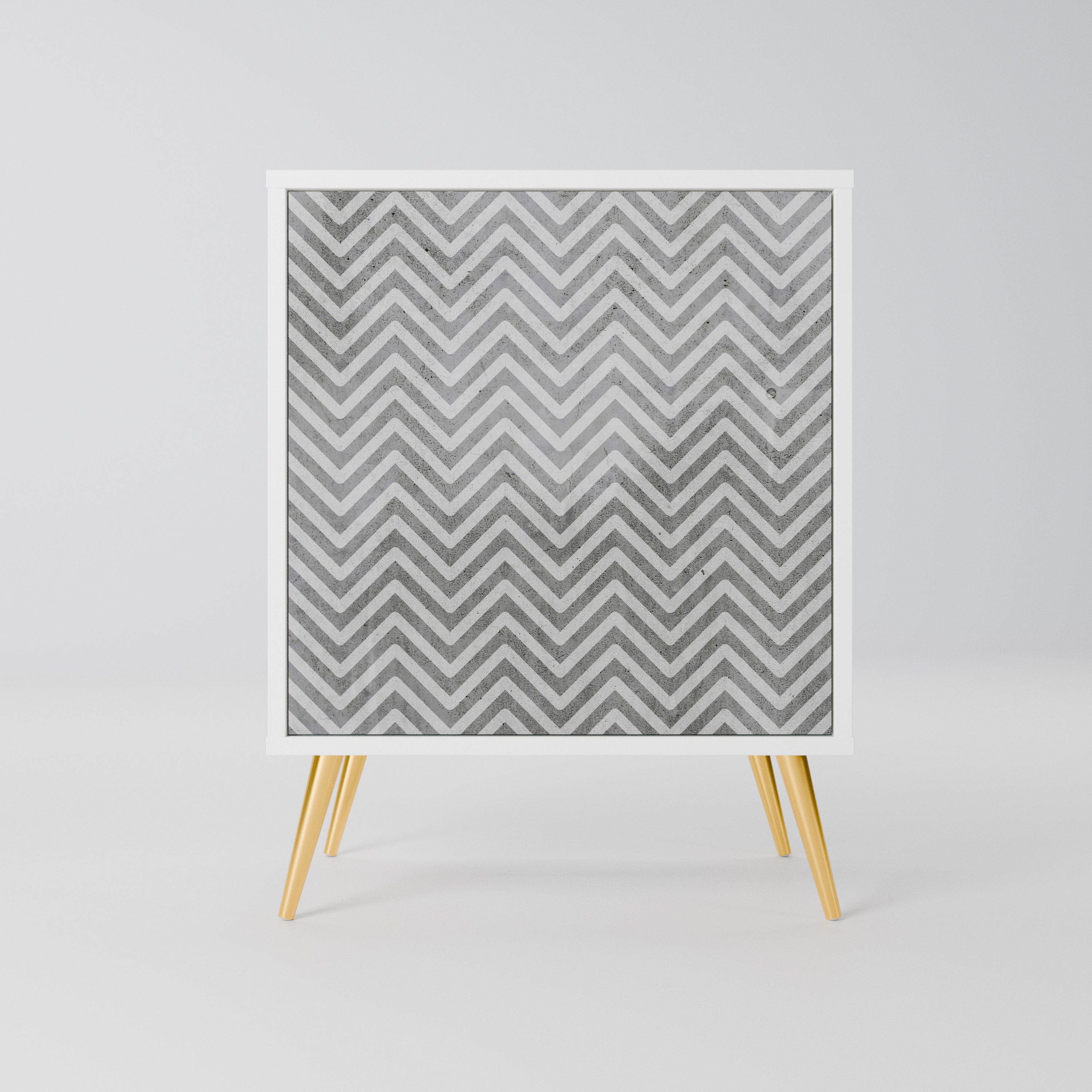 CONCRETE ZIG ZAG Komoda 1-drzwiowa korpus Biały