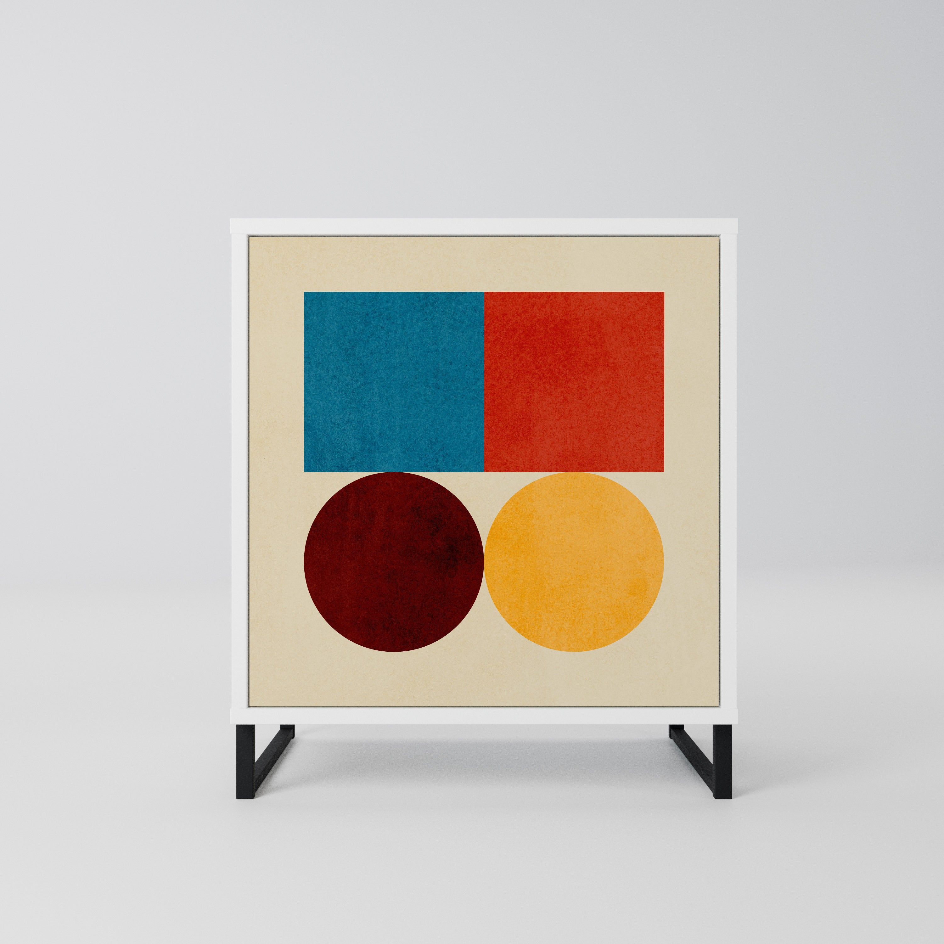 GEOMETRIC PUZZLE Komoda 1-drzwiowa korpus Biały