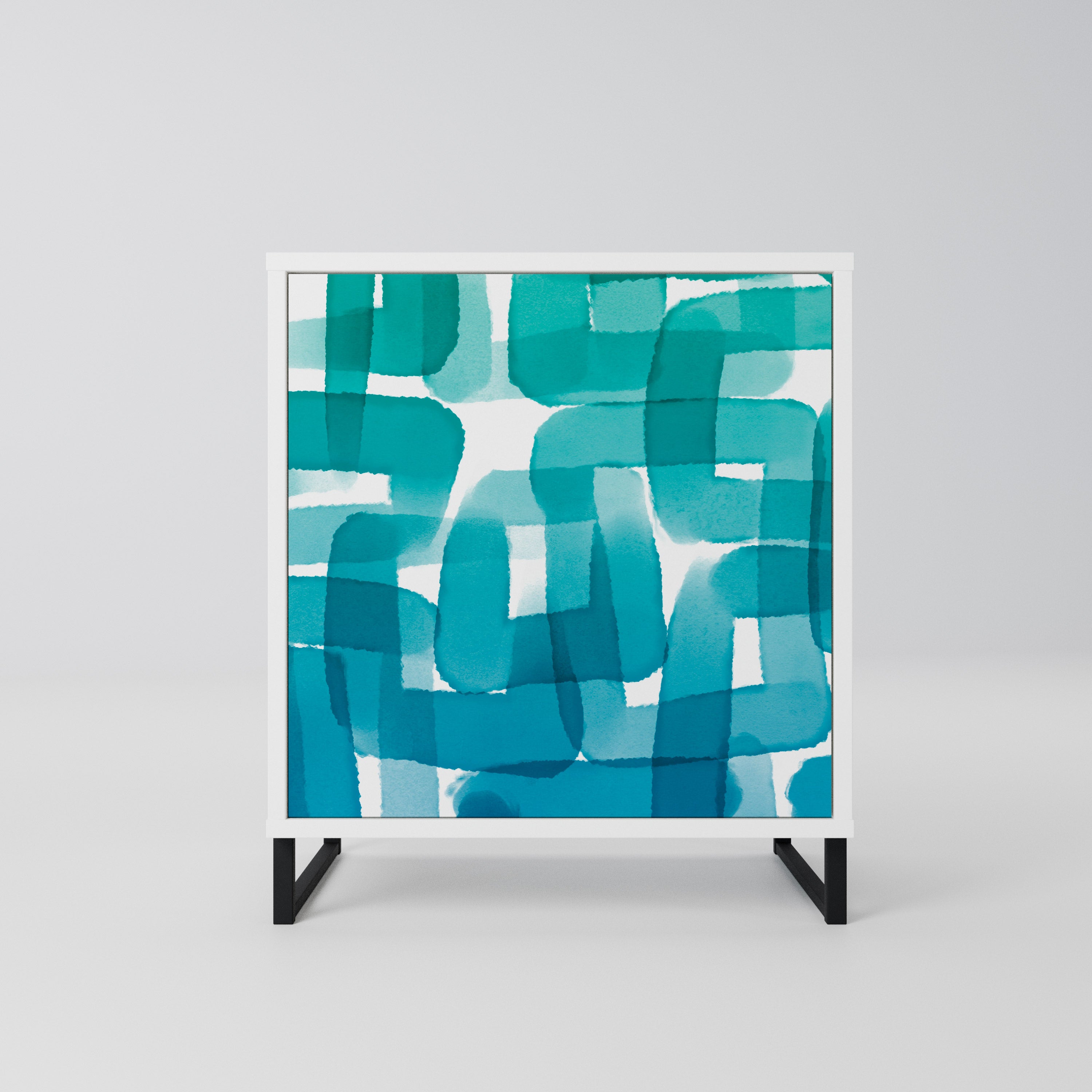 TURQUOISE RECTANGLES Komoda 1-drzwiowa korpus Biały