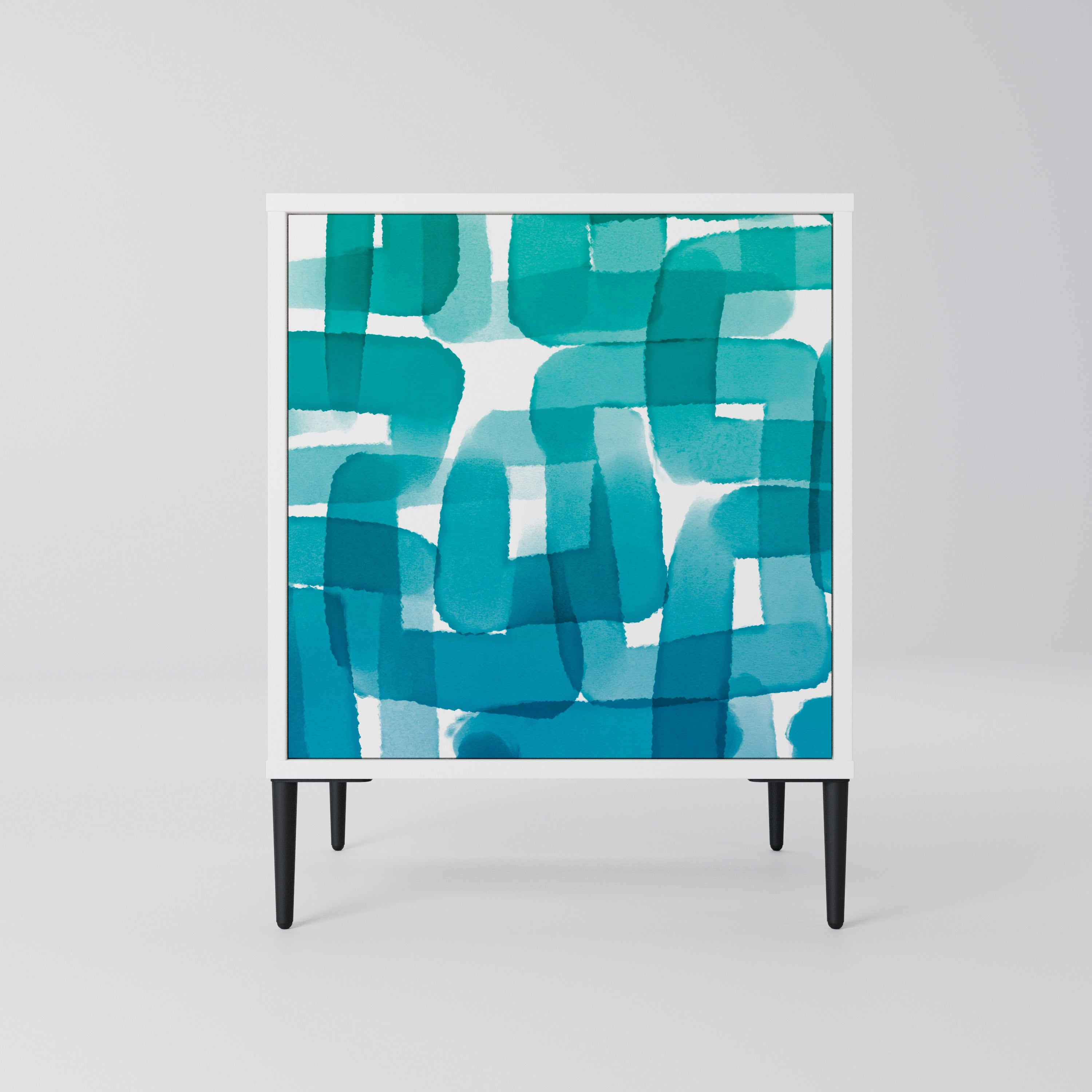 TURQUOISE RECTANGLES Komoda 1-drzwiowa korpus Biały