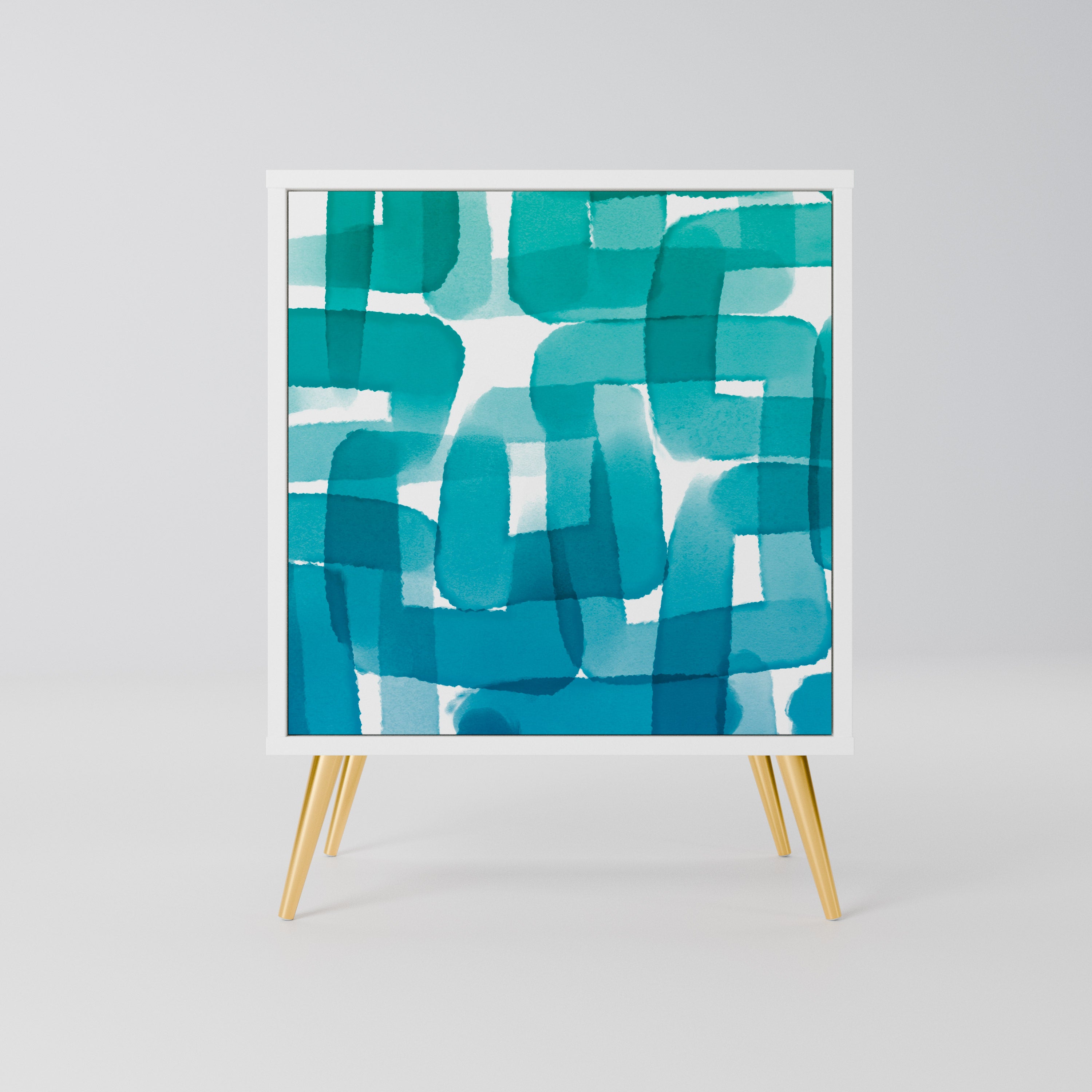 TURQUOISE RECTANGLES Komoda 1-drzwiowa korpus Biały
