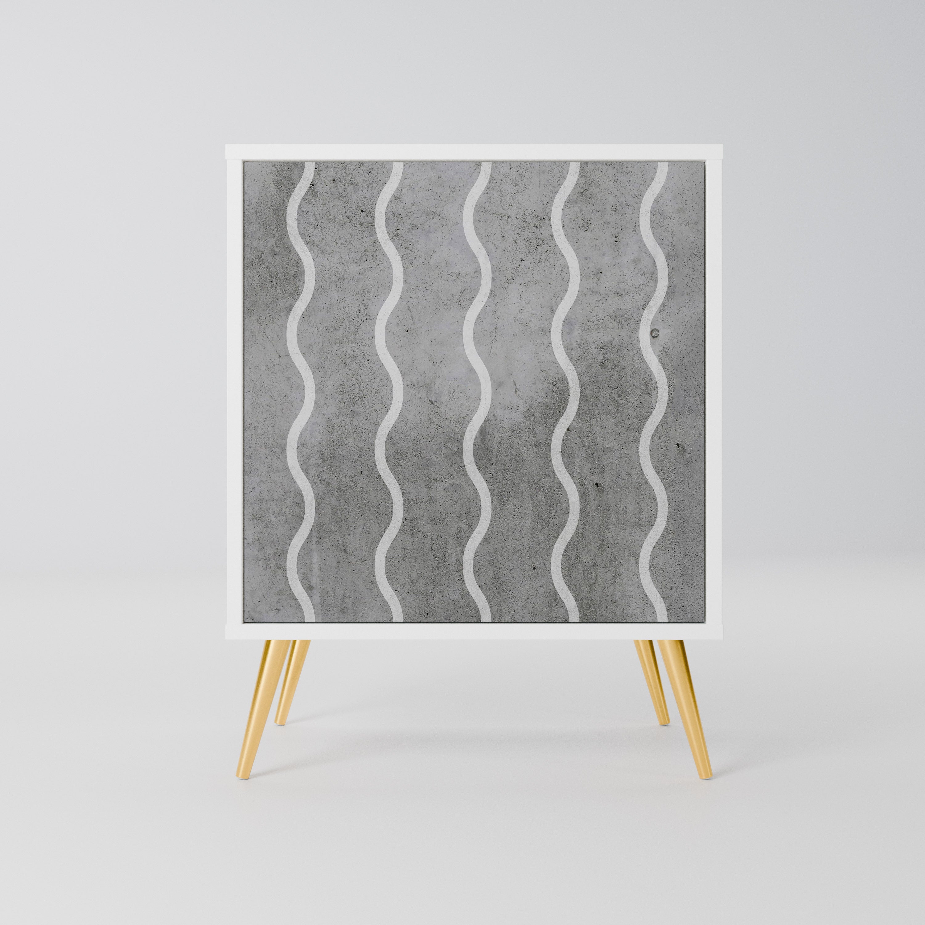 WAVES OF CONCRETE Komoda 1-drzwiowa korpus Biały