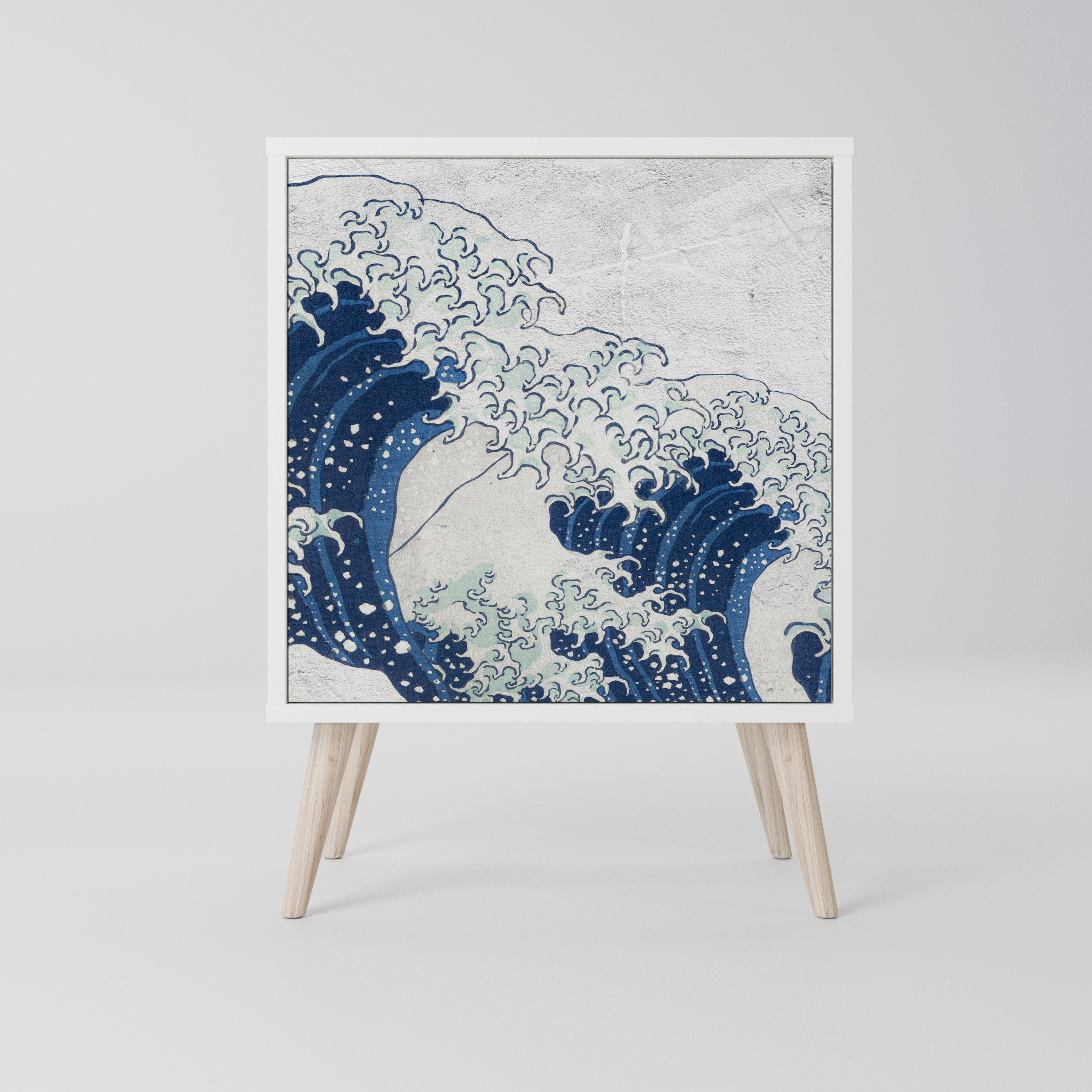 THE GREAT WAVE AT KANAGAWA Komoda 1-drzwiowa korpus Biały
