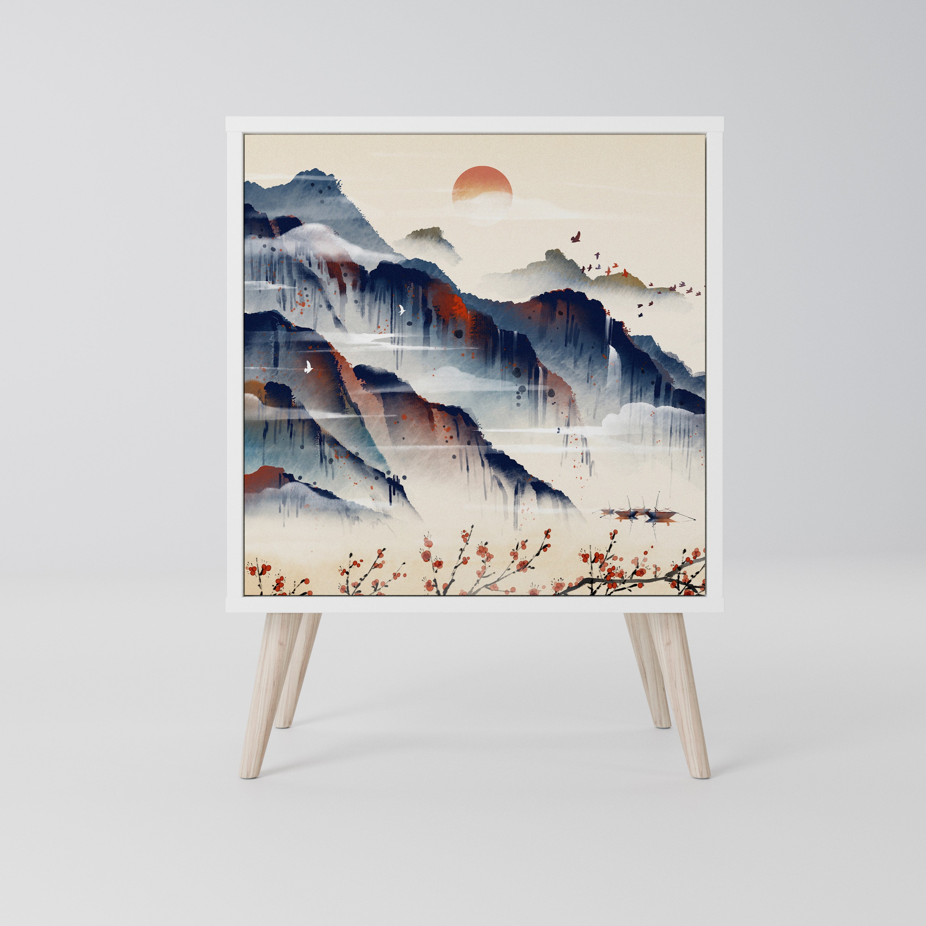 JAPANESE LANDSCAPE Komoda 1-drzwiowa korpus Biały